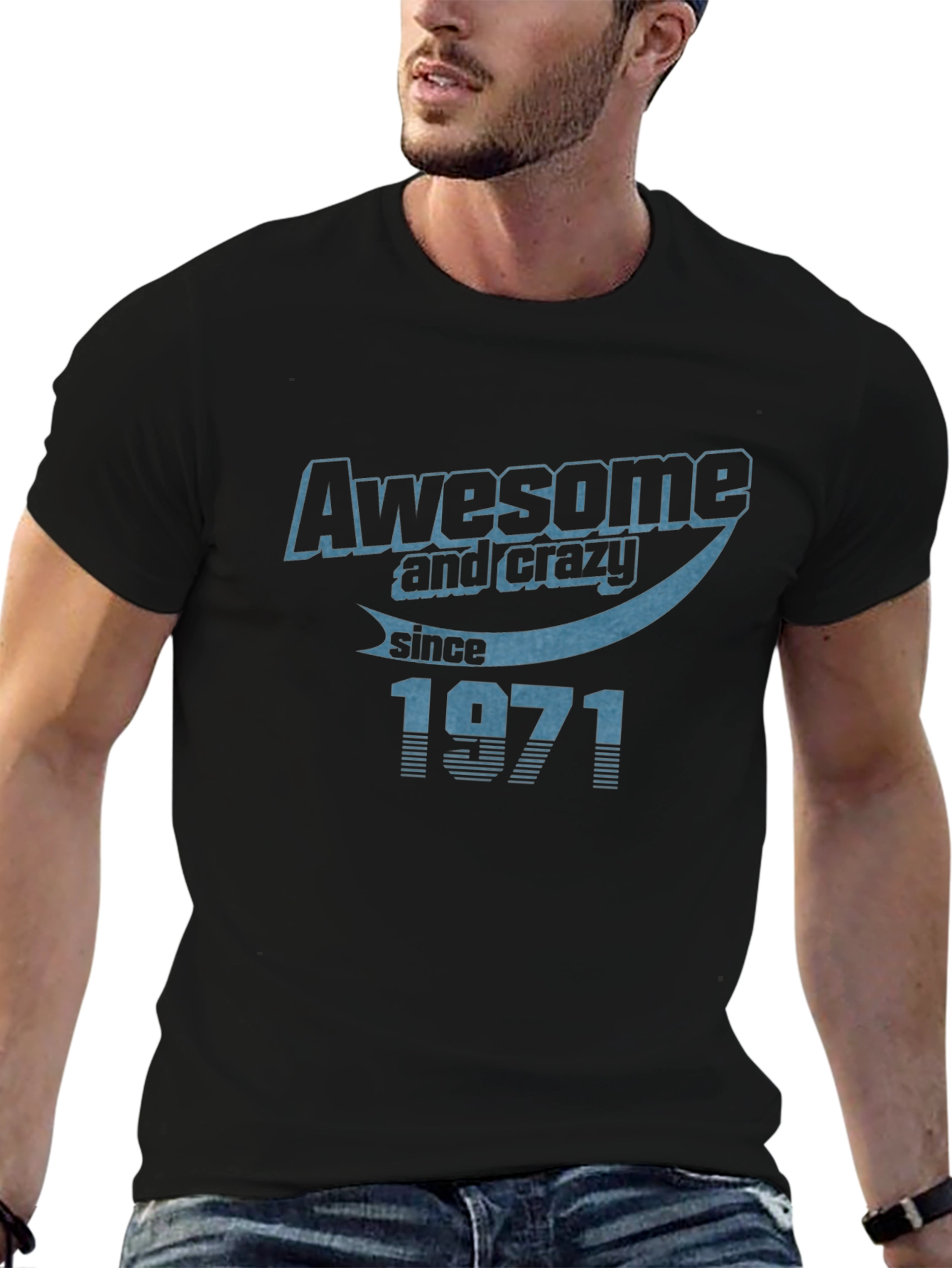 Awesome & Crazy Since 1971 Black T-Shirt