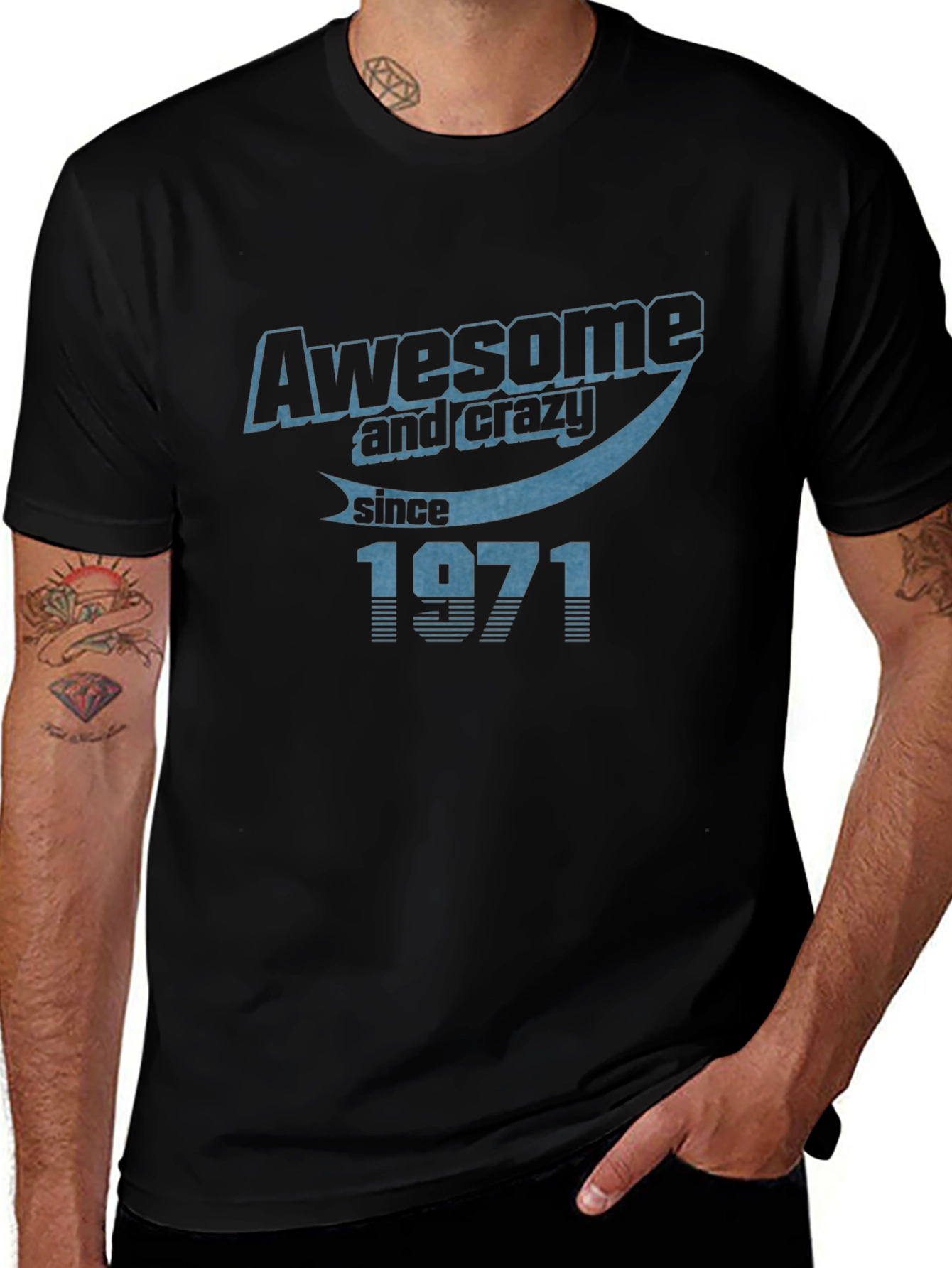 Awesome & Crazy Since 1971 Black T-Shirt