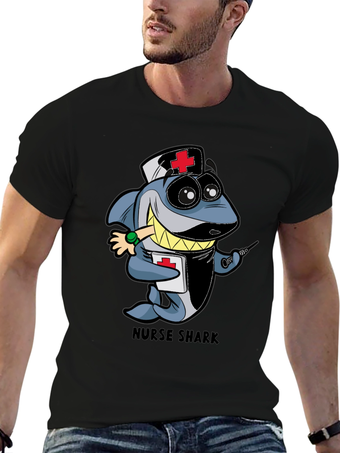 Nurse Shark Cartoon Graphic T-Shirt