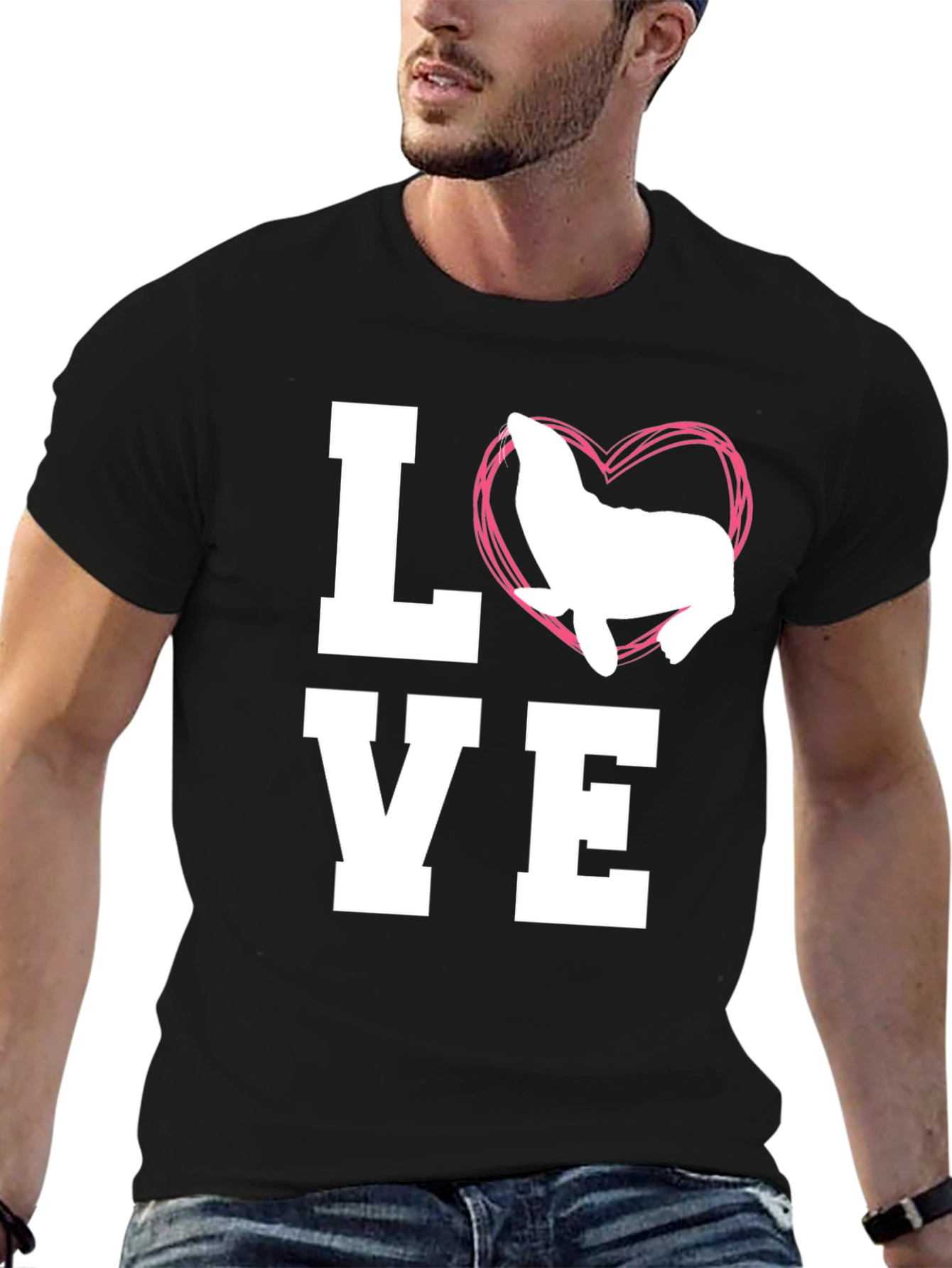 Love Seal T-Shirt - Mens Black Graphic Tee