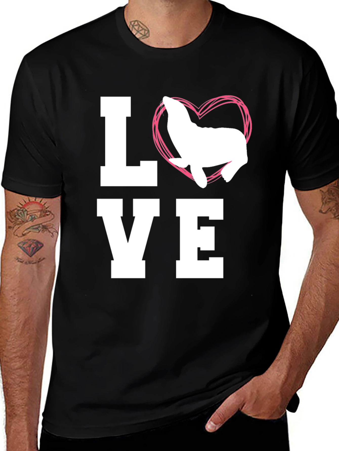 Love Seal T-Shirt - Mens Black Graphic Tee
