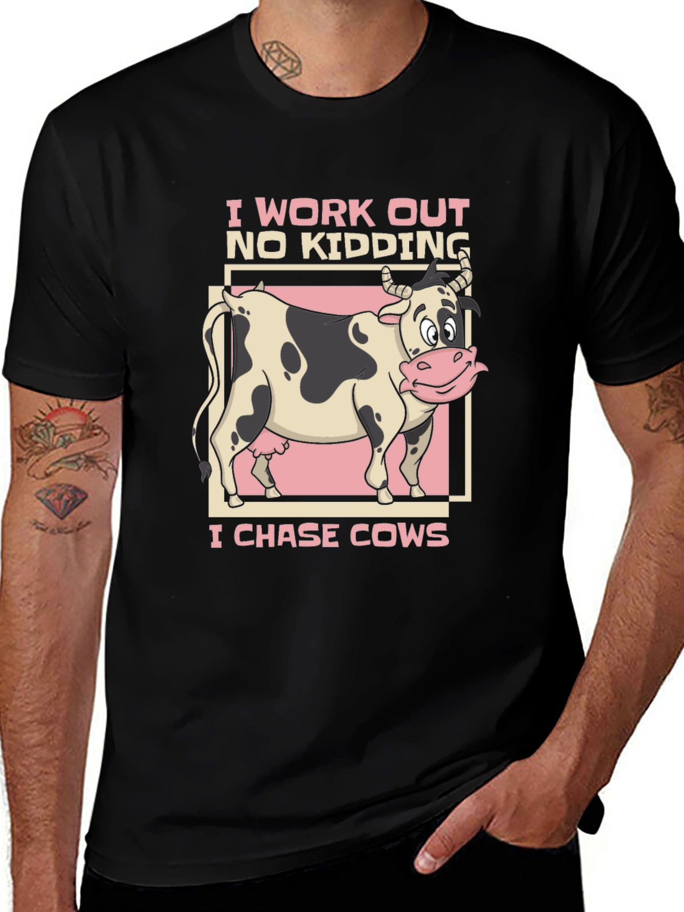 I Chase Cows Black T-Shirt