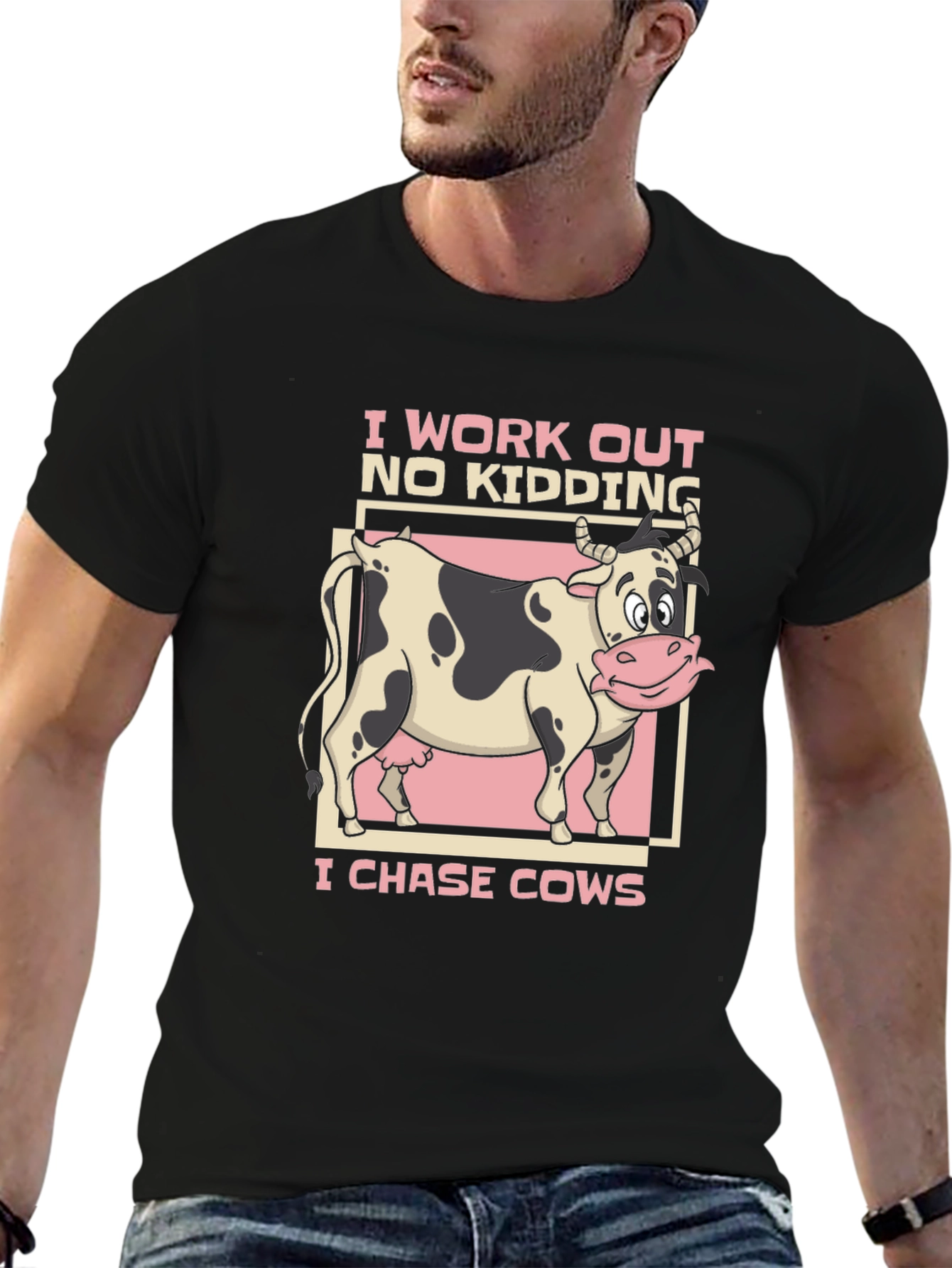 I Chase Cows Black T-Shirt