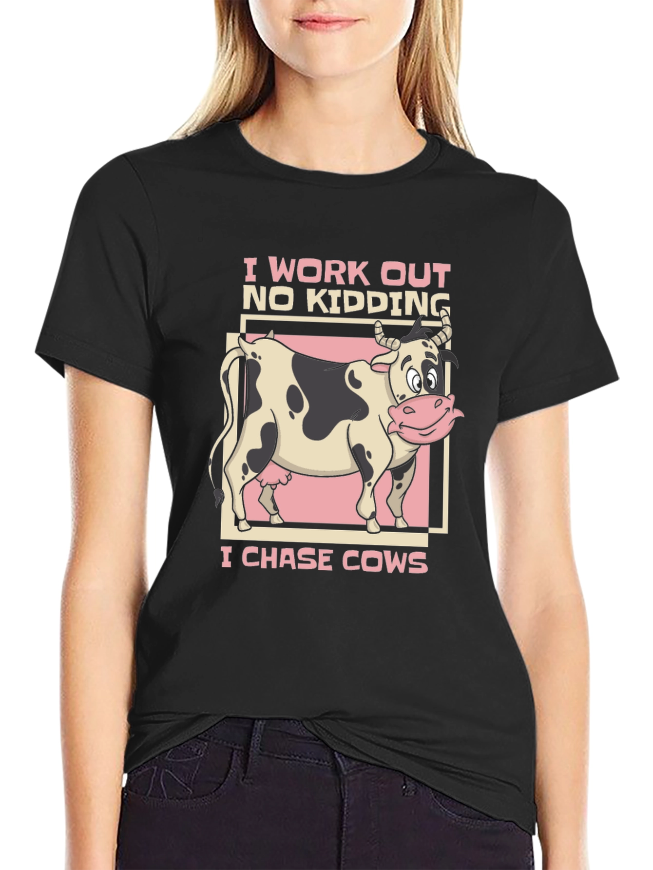 I Chase Cows Black T-Shirt
