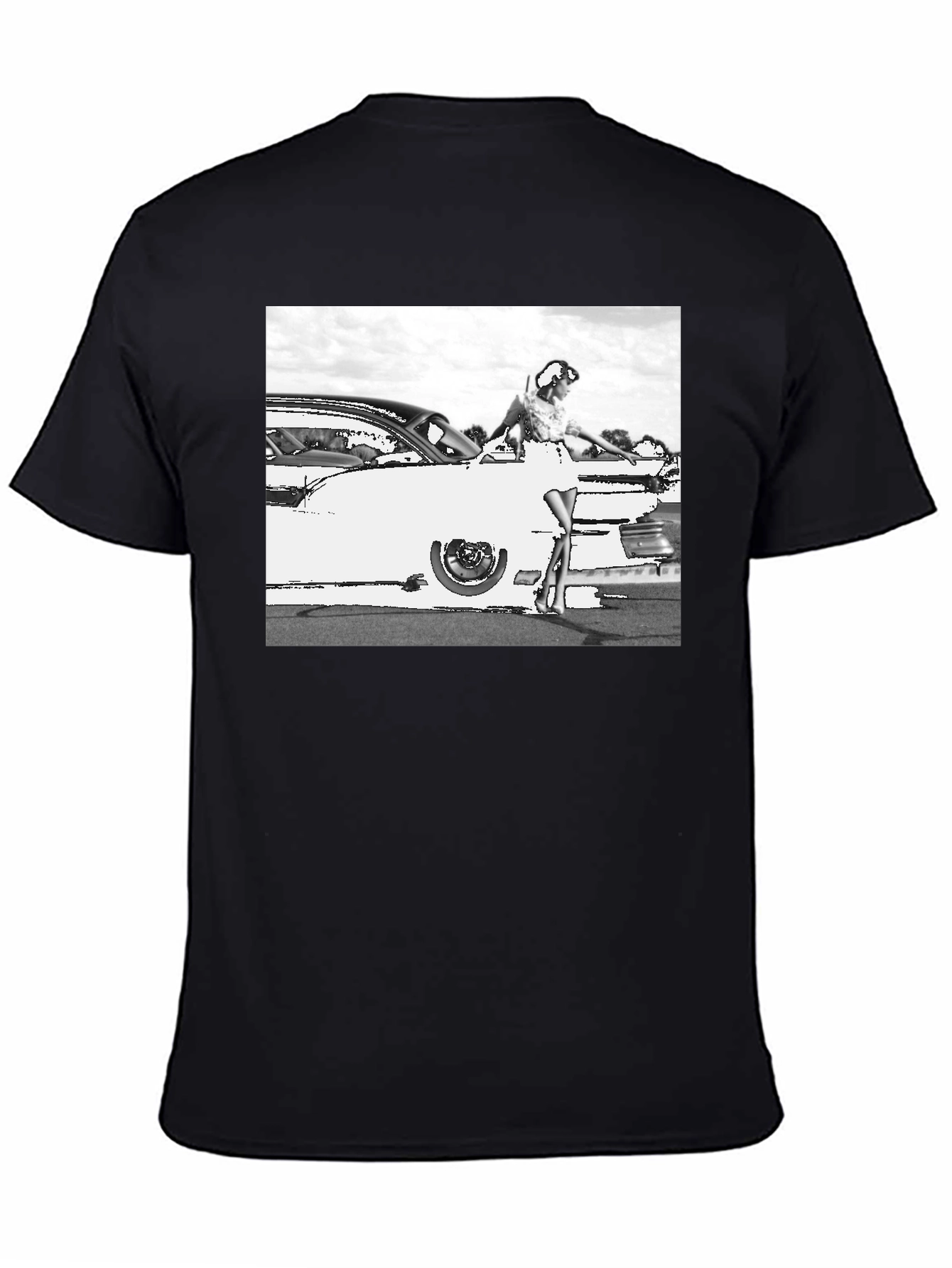 Retro Car & Model Graphic T-Shirt