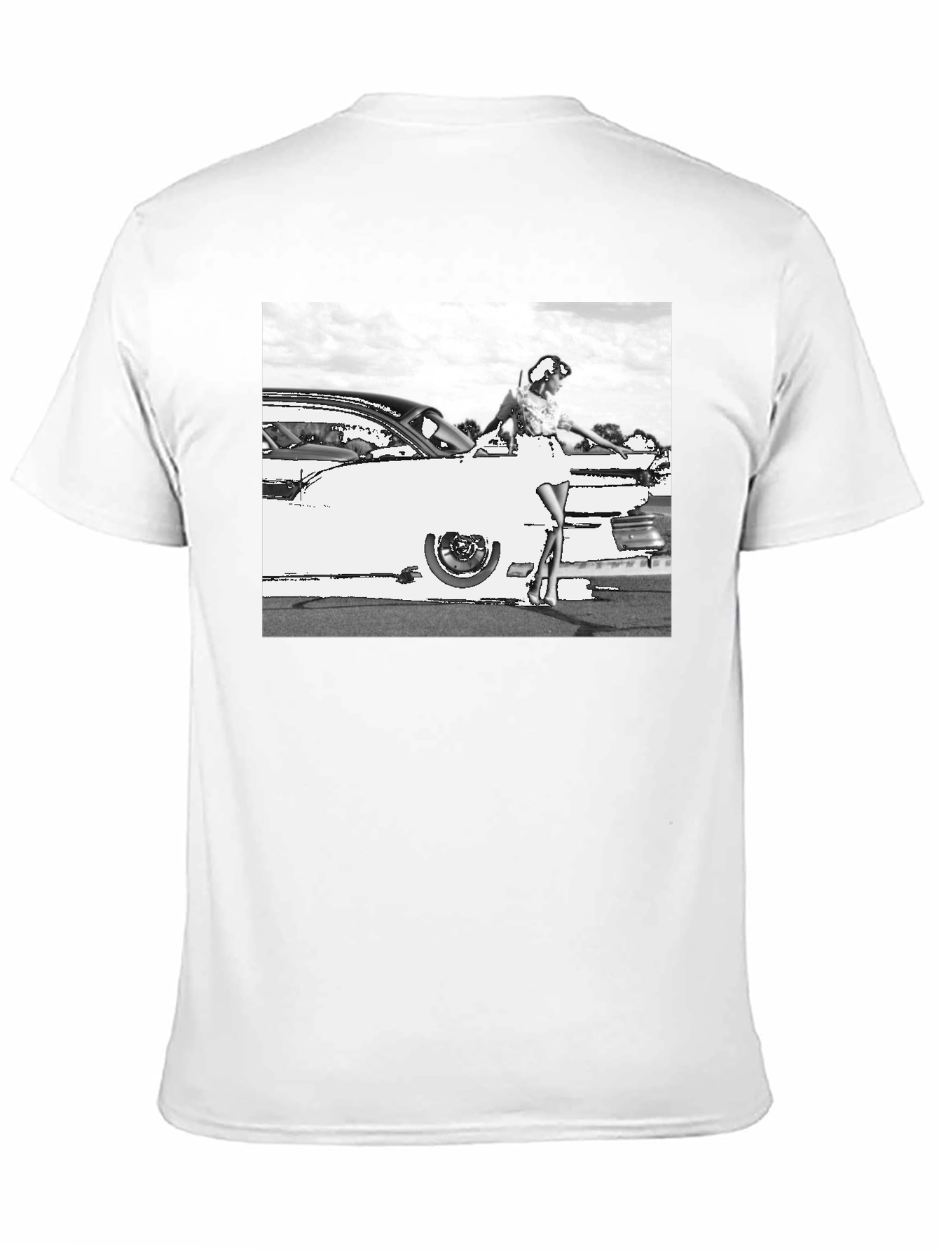 Retro Car & Model Graphic T-Shirt