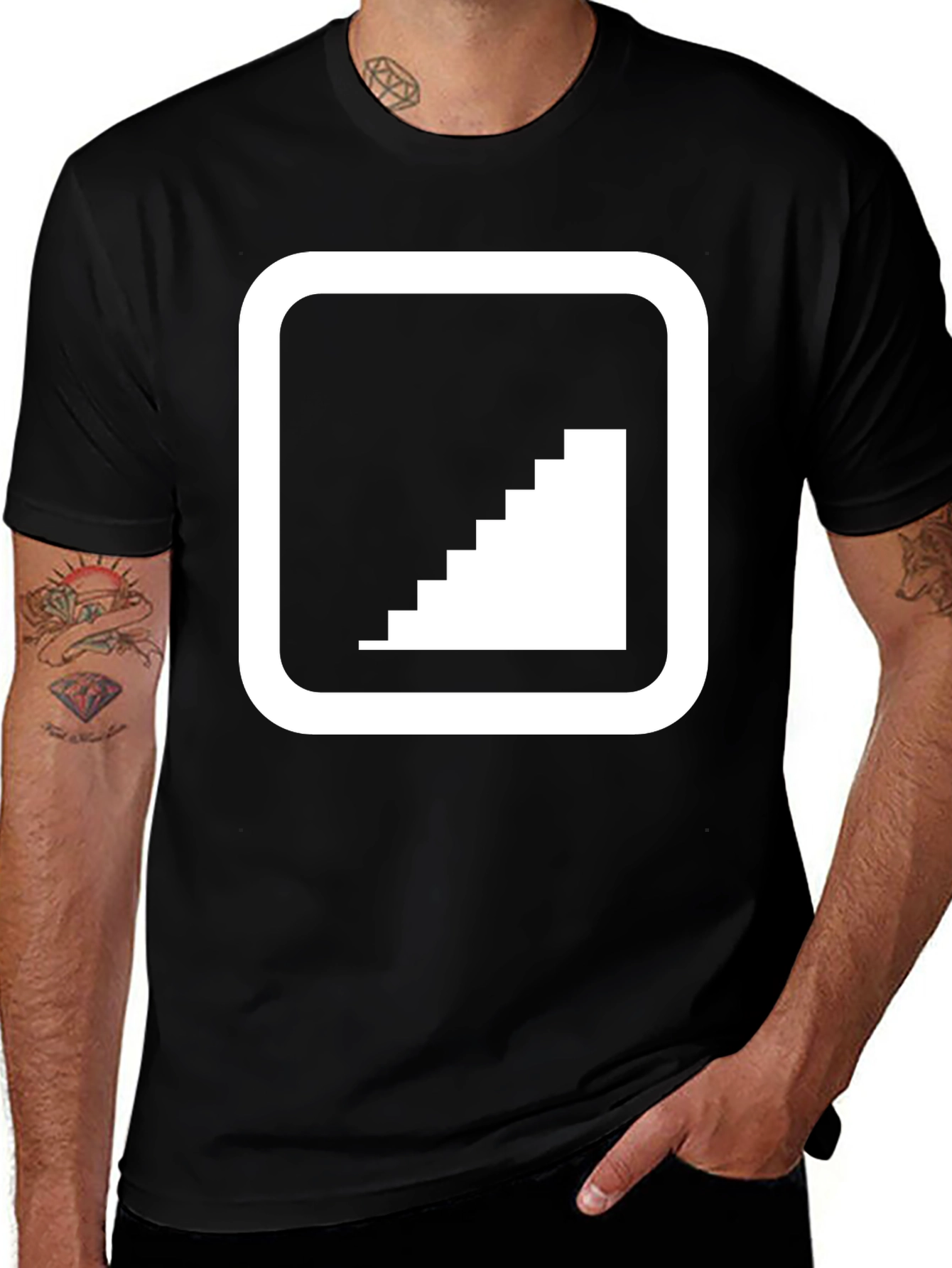 Pixel Staircase Graphic Tee - Modern Comfort