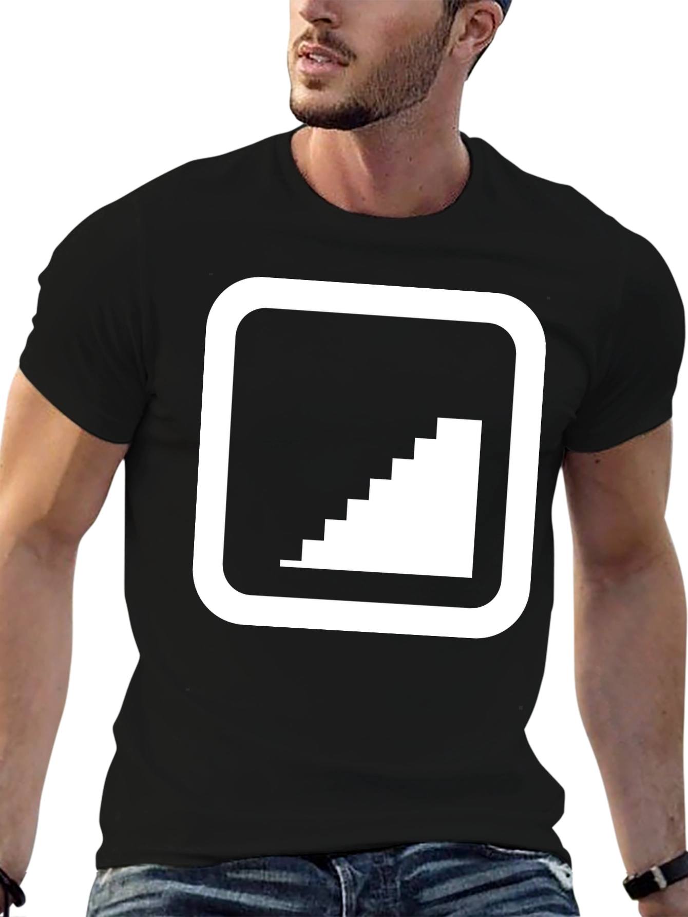 Pixel Staircase Graphic Tee - Modern Comfort