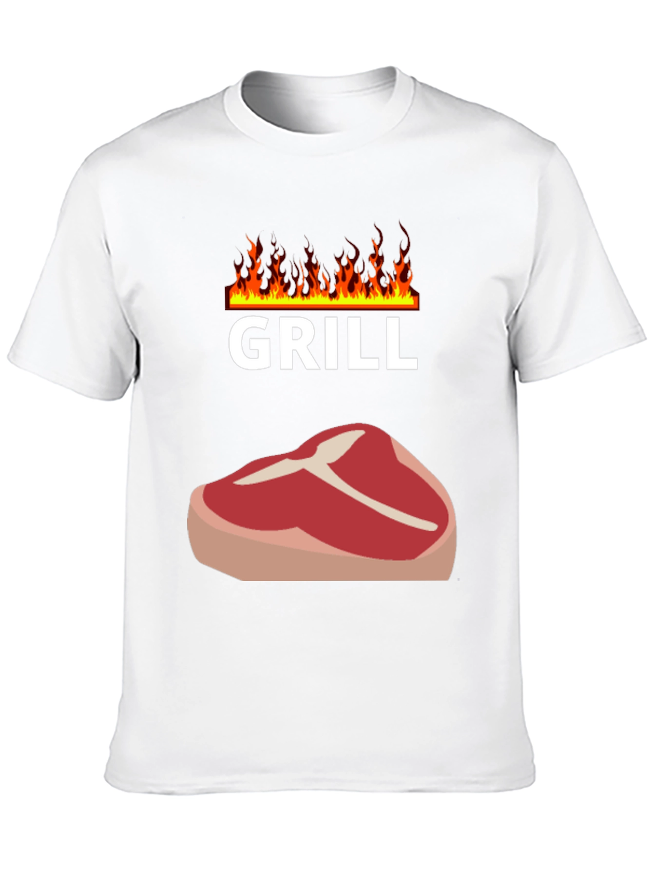 Grill Master T-Shirt - Steak & Flame Design