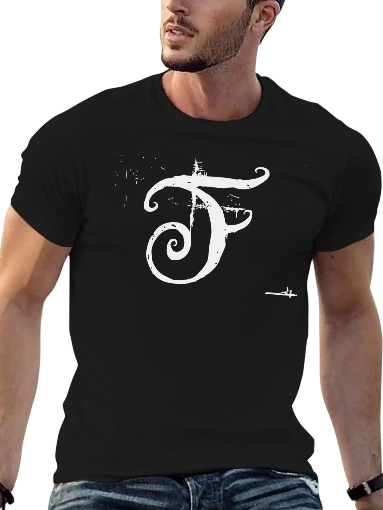 Modern F Graphic Black T-Shirt