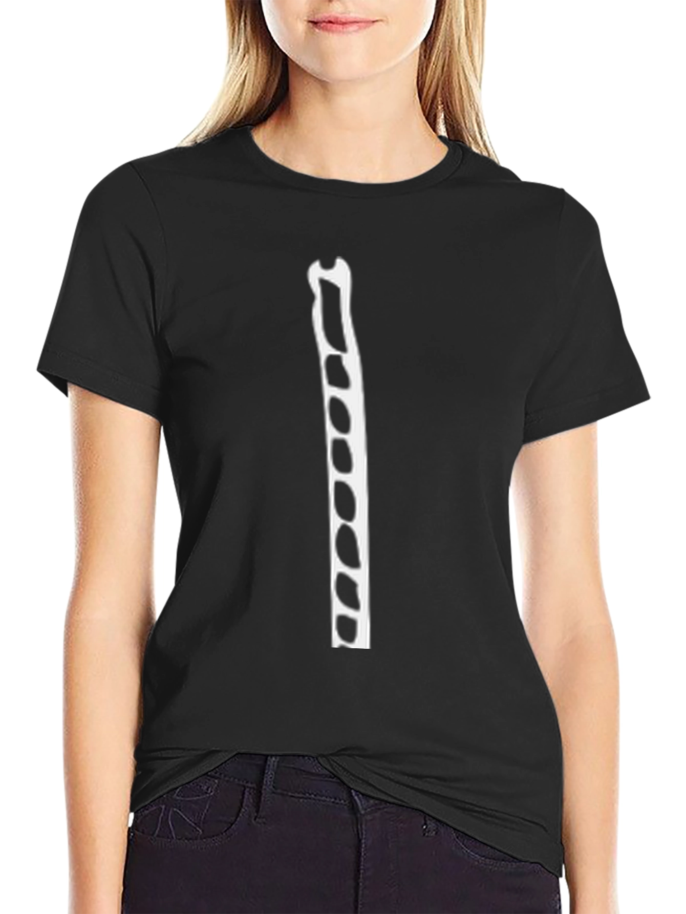 Black T-Shirt with Spine Print