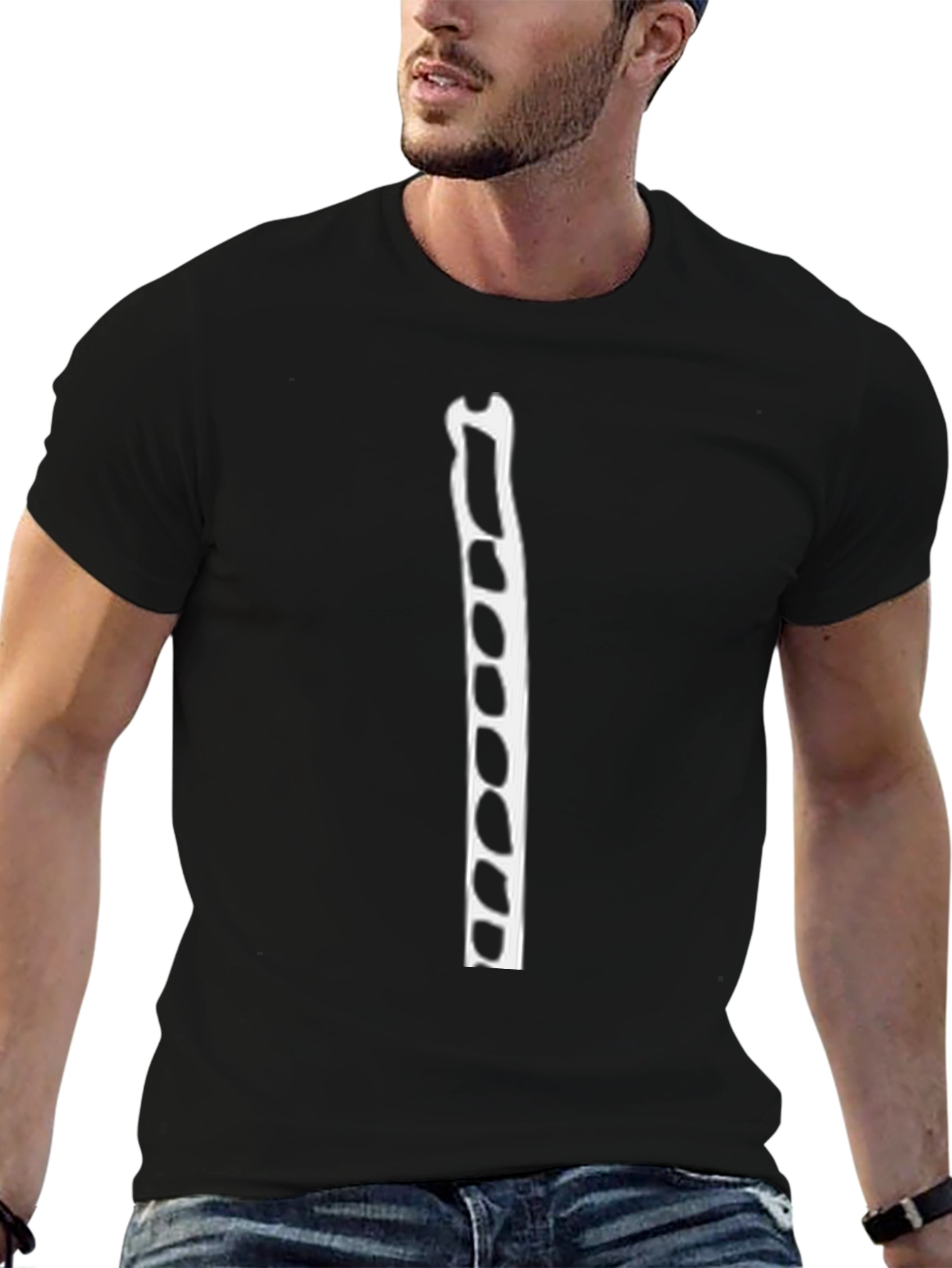 Black T-Shirt with Spine Print