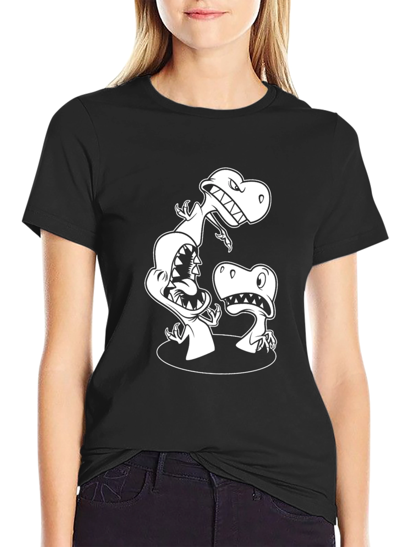 Dinosaur Graphic Print Black T-Shirt
