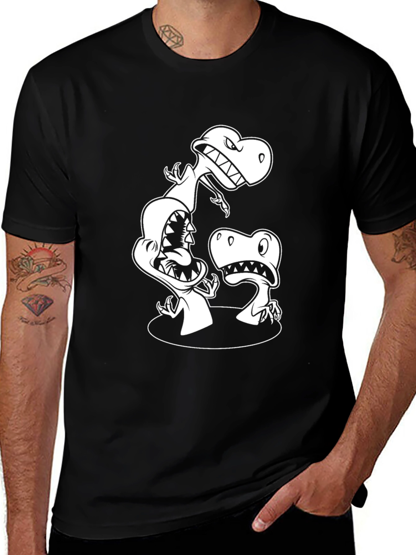 Dinosaur Graphic Print Black T-Shirt