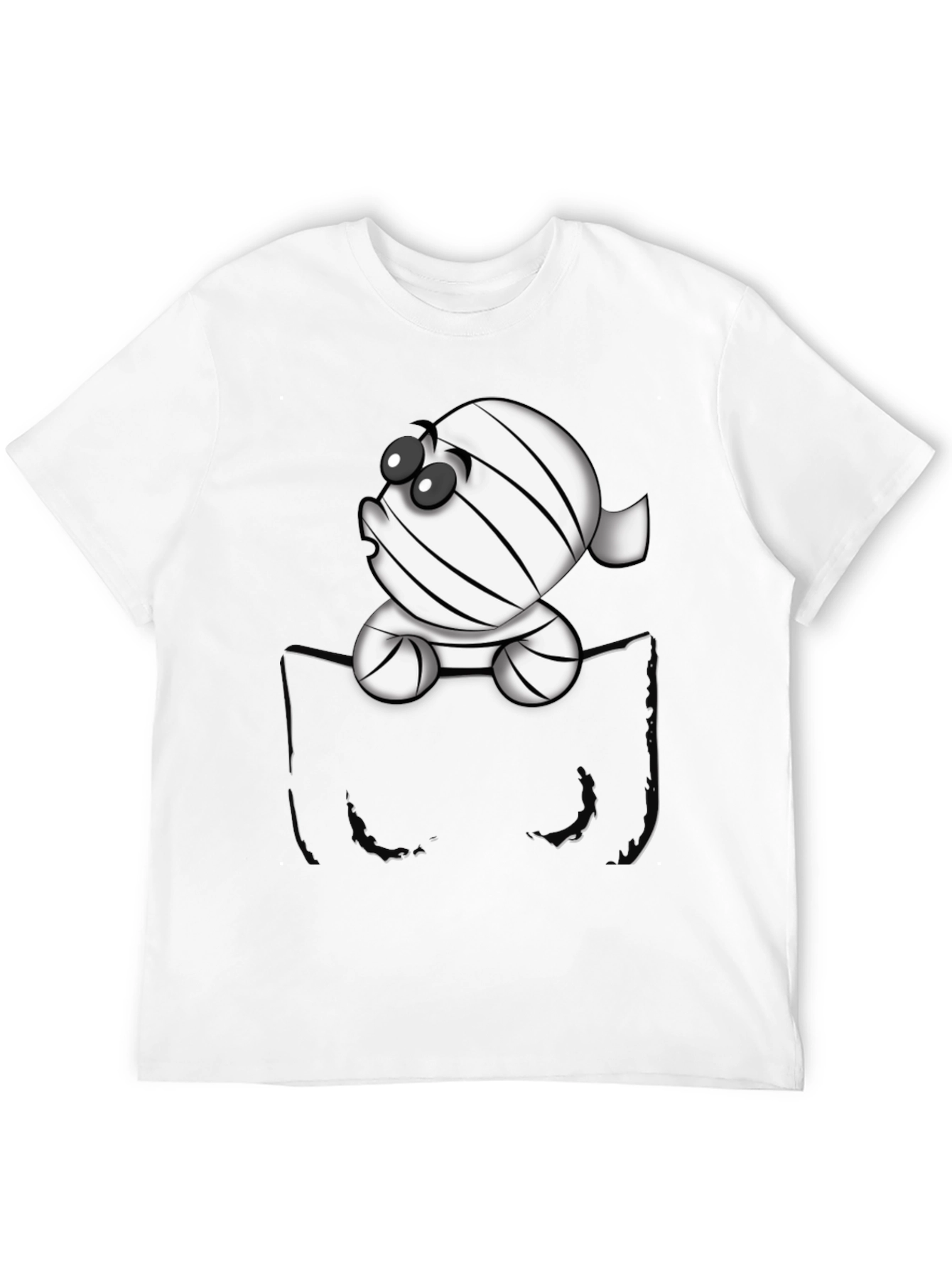 Cute Cartoon Mummy in Pocket T-Shirt