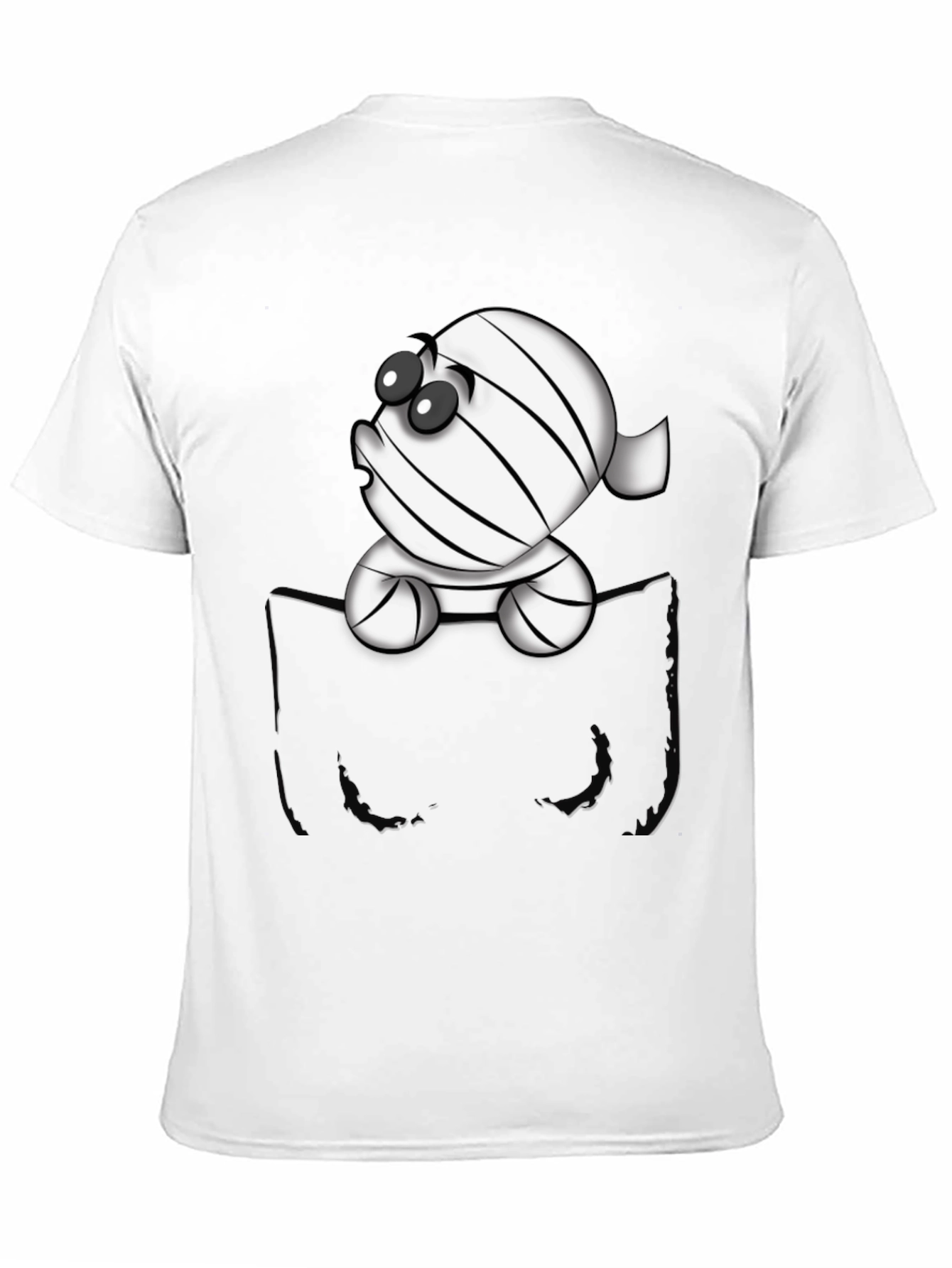 Cute Cartoon Mummy in Pocket T-Shirt