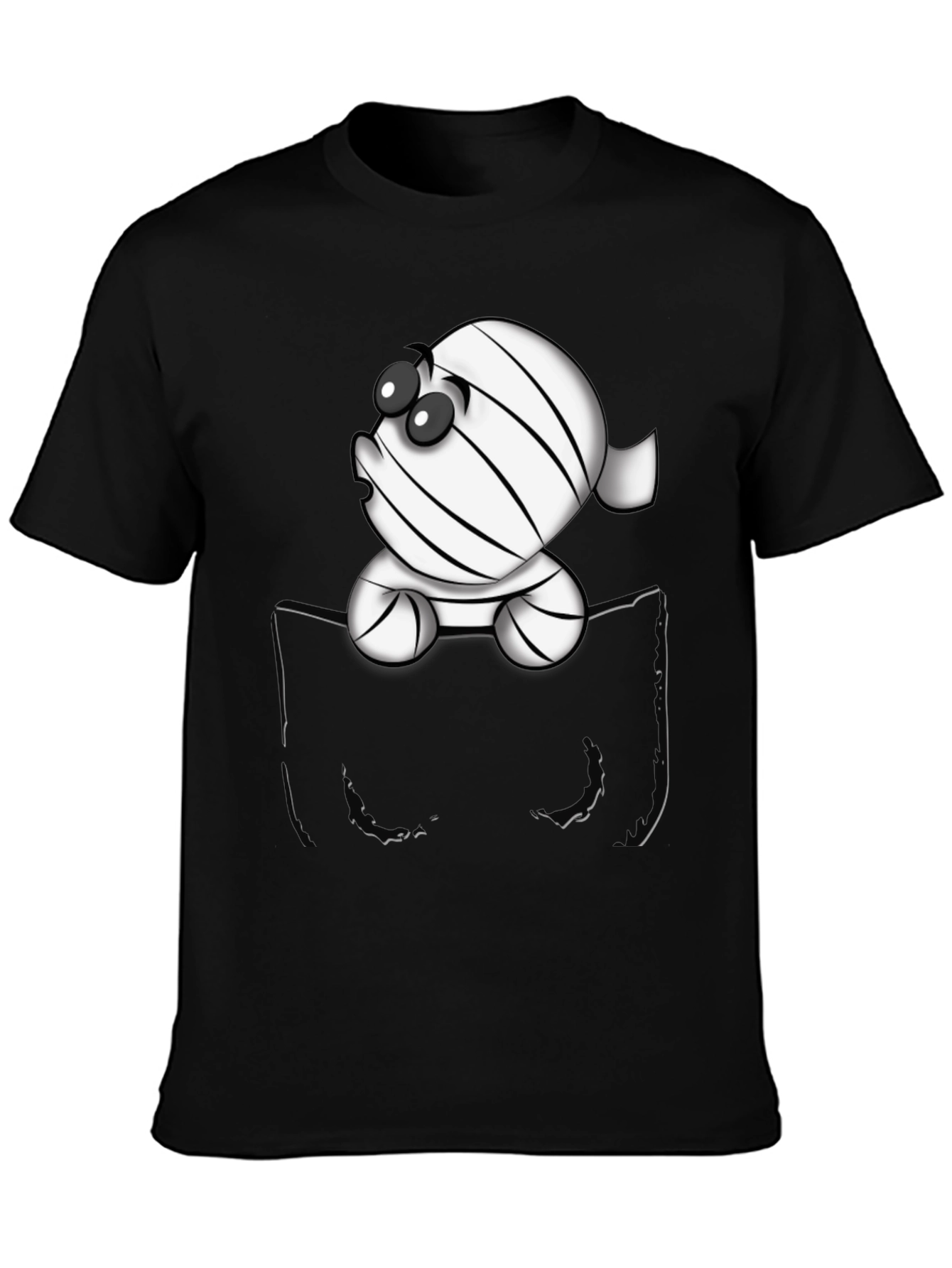 Cute Cartoon Mummy in Pocket T-Shirt