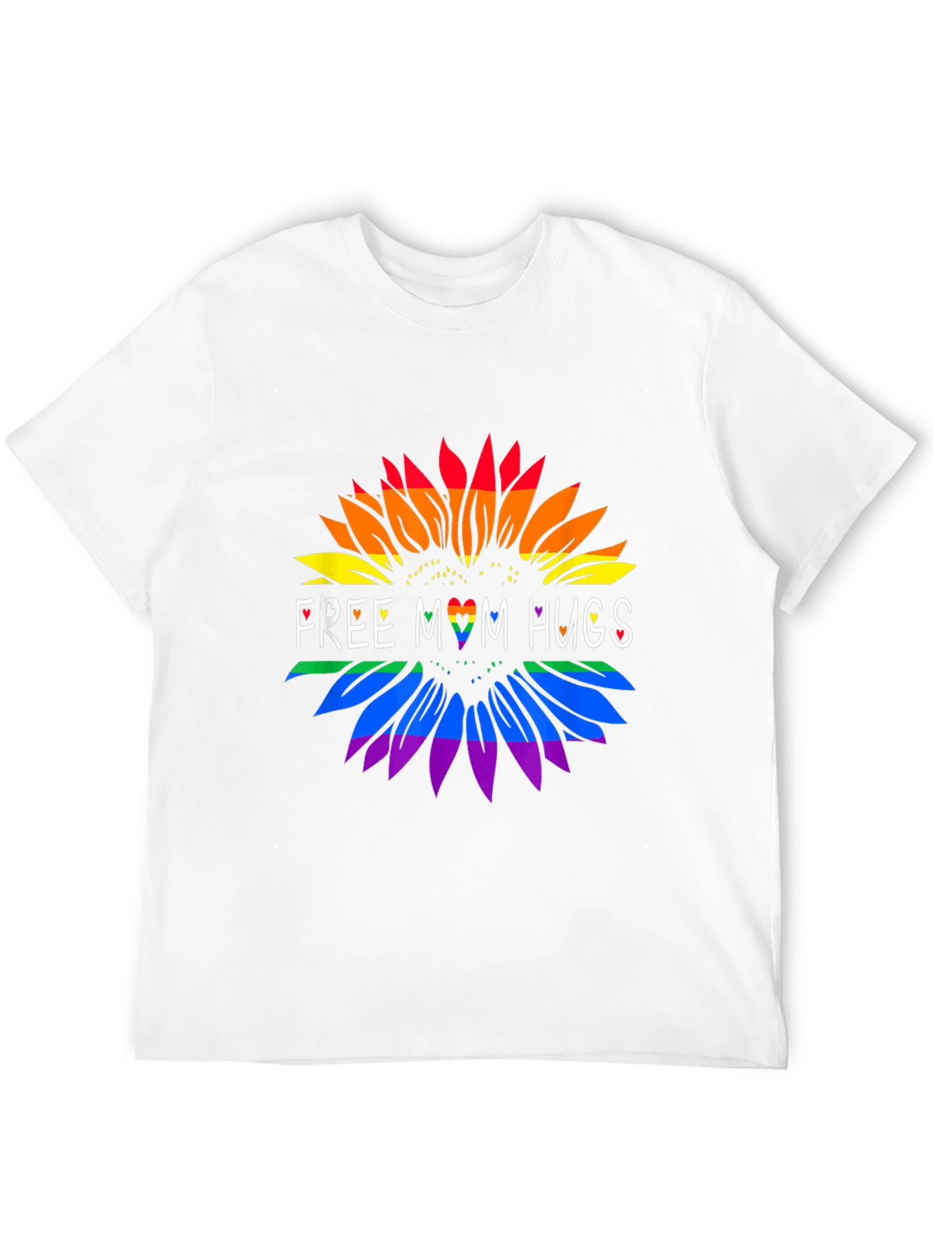 Rainbow Sunflower Free Mom Hugs Black Tee