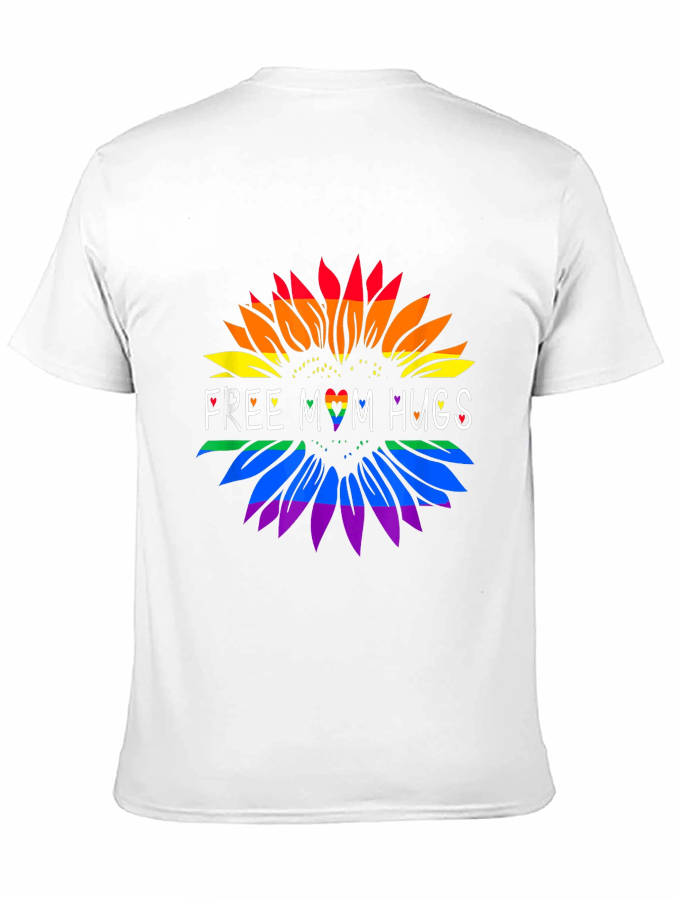 Rainbow Sunflower Free Mom Hugs Black Tee