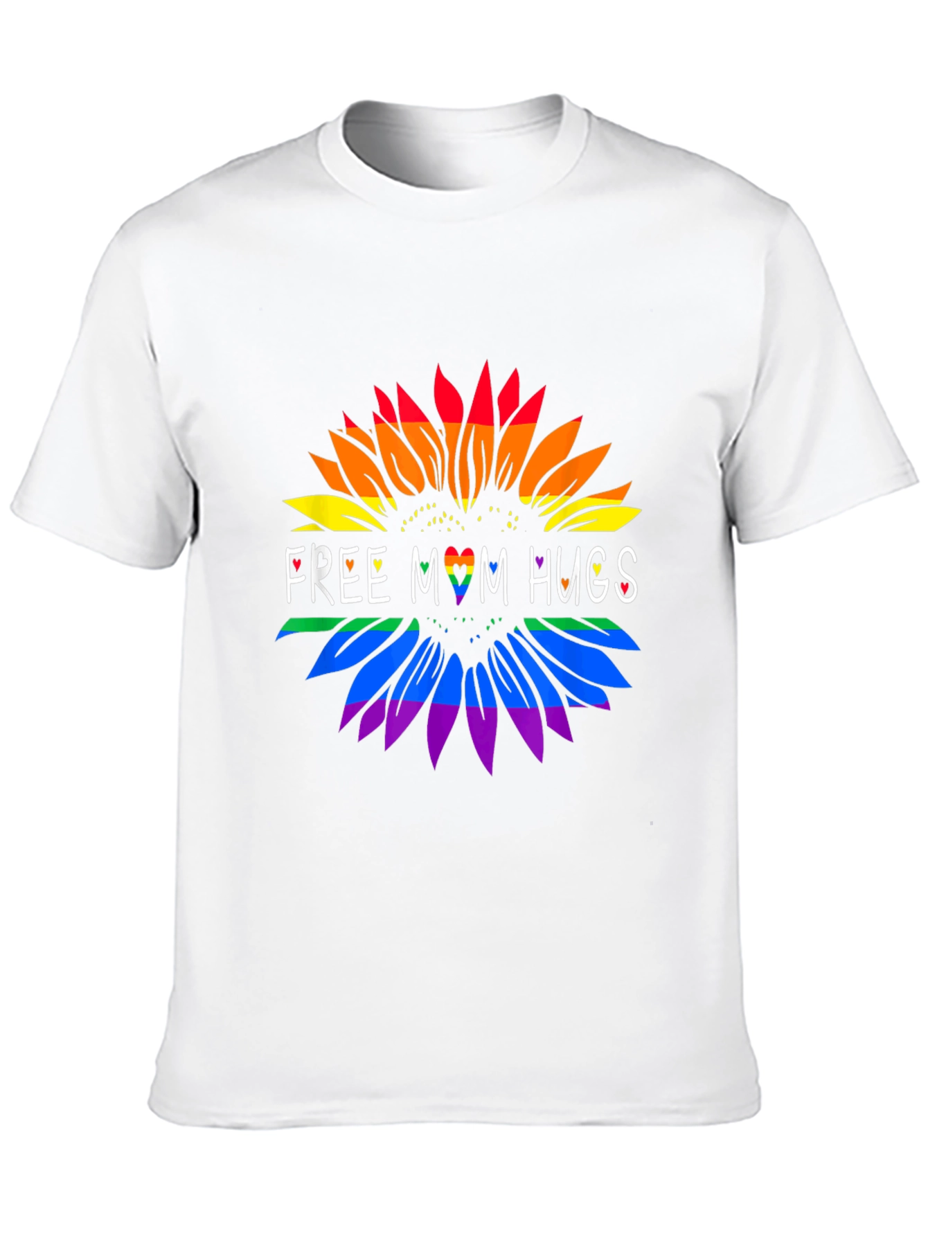 Rainbow Sunflower Free Mom Hugs Black Tee