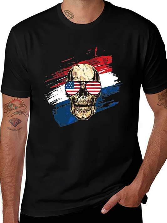 American Flag Skull Graphic T-Shirt