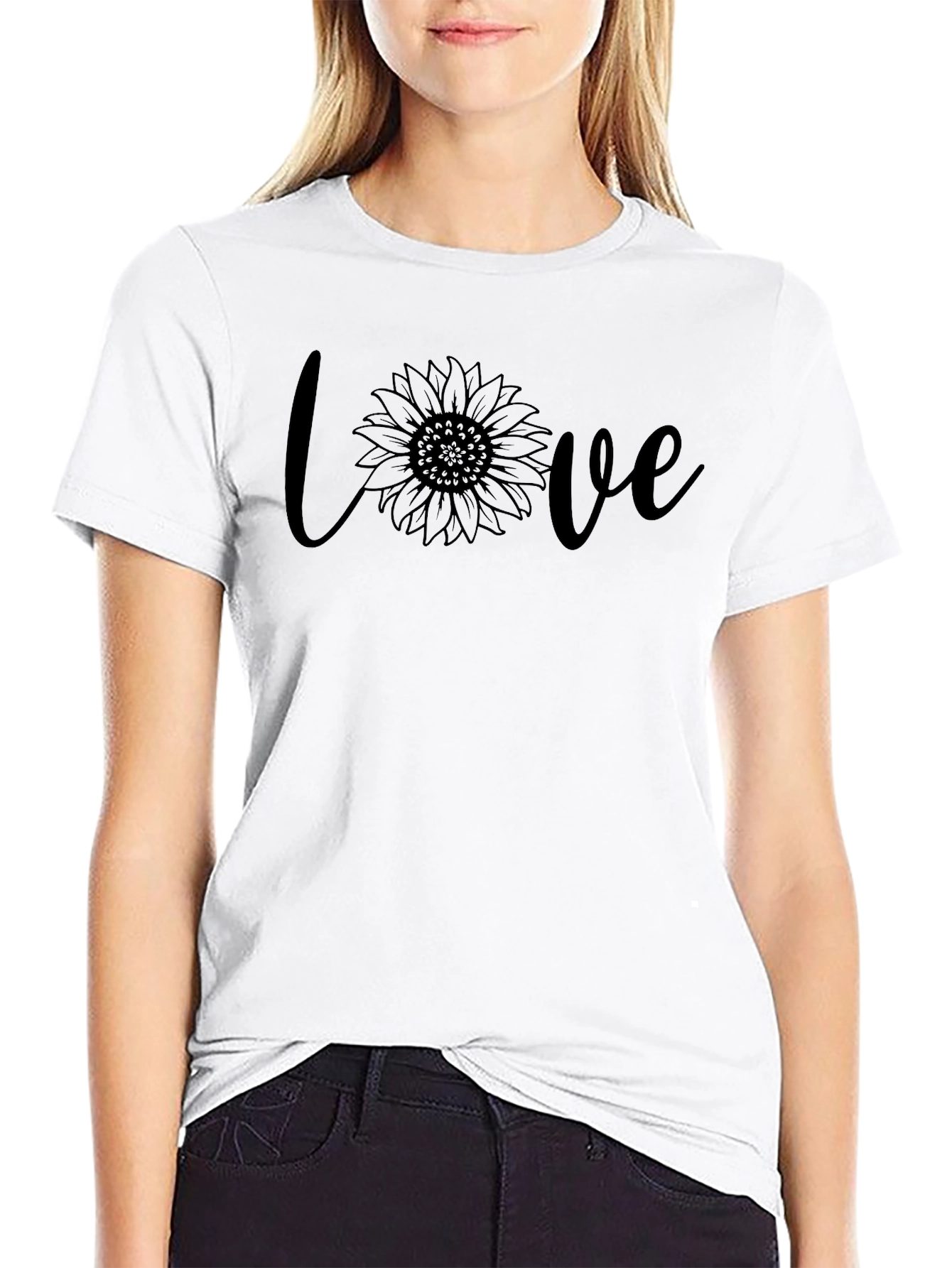 Sunflower Love Graphic Black Tee