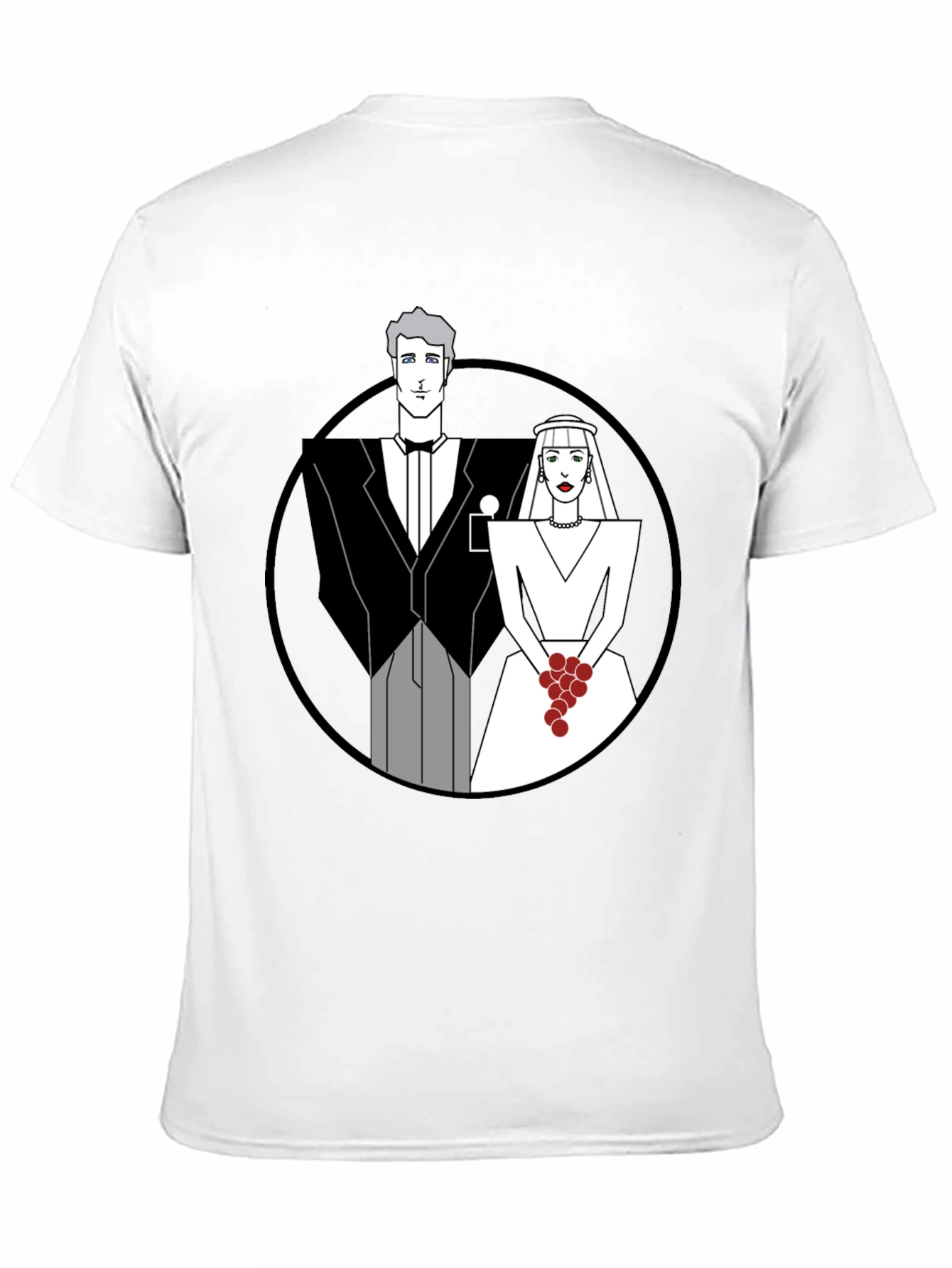 Art Deco Wedding Couple Graphic Tee - Black
