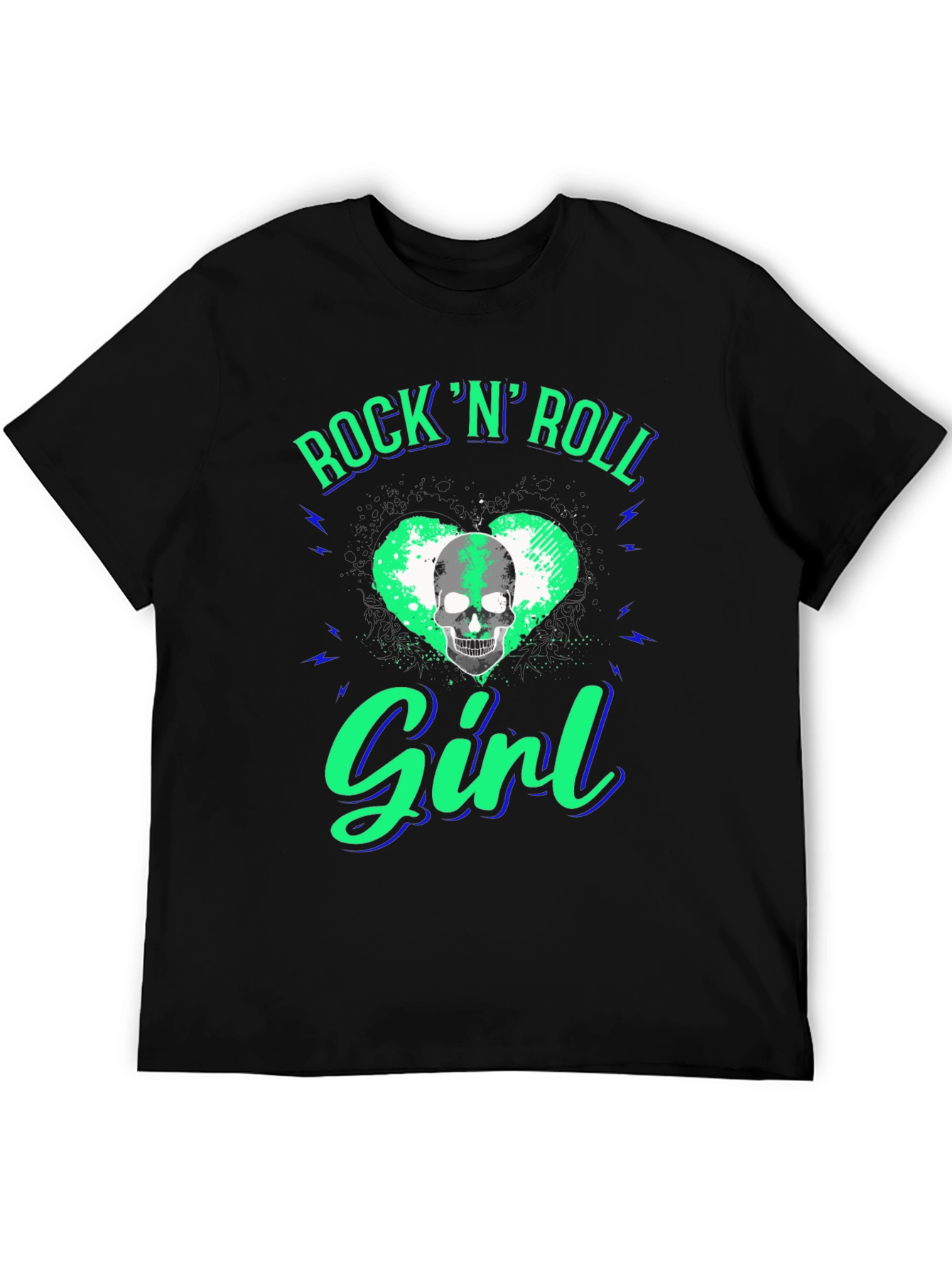 Rock N Roll Girl T-Shirt - Skull Heart Design