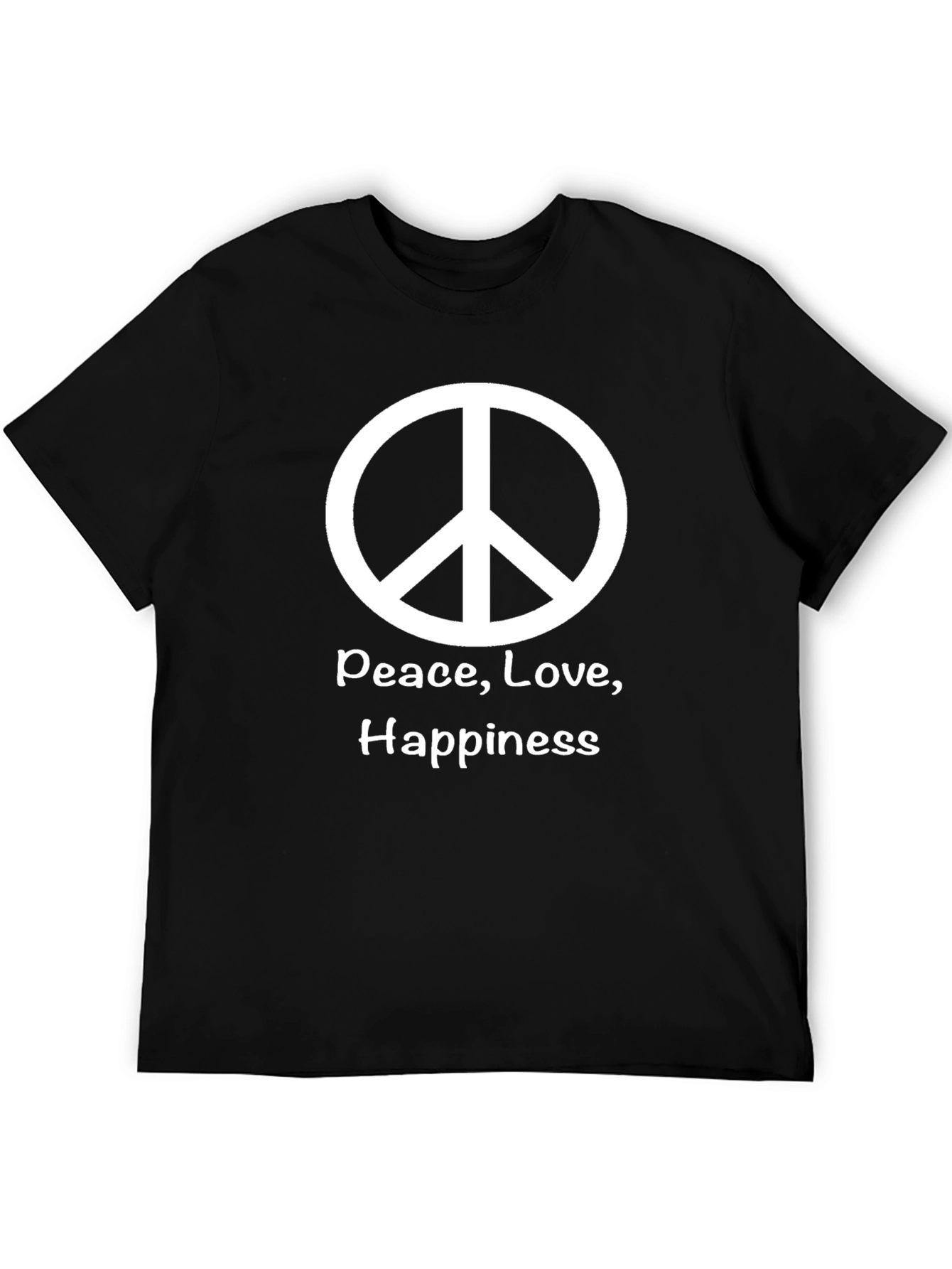Peace Love Happiness T-Shirt - Mens Black Graphic Tee