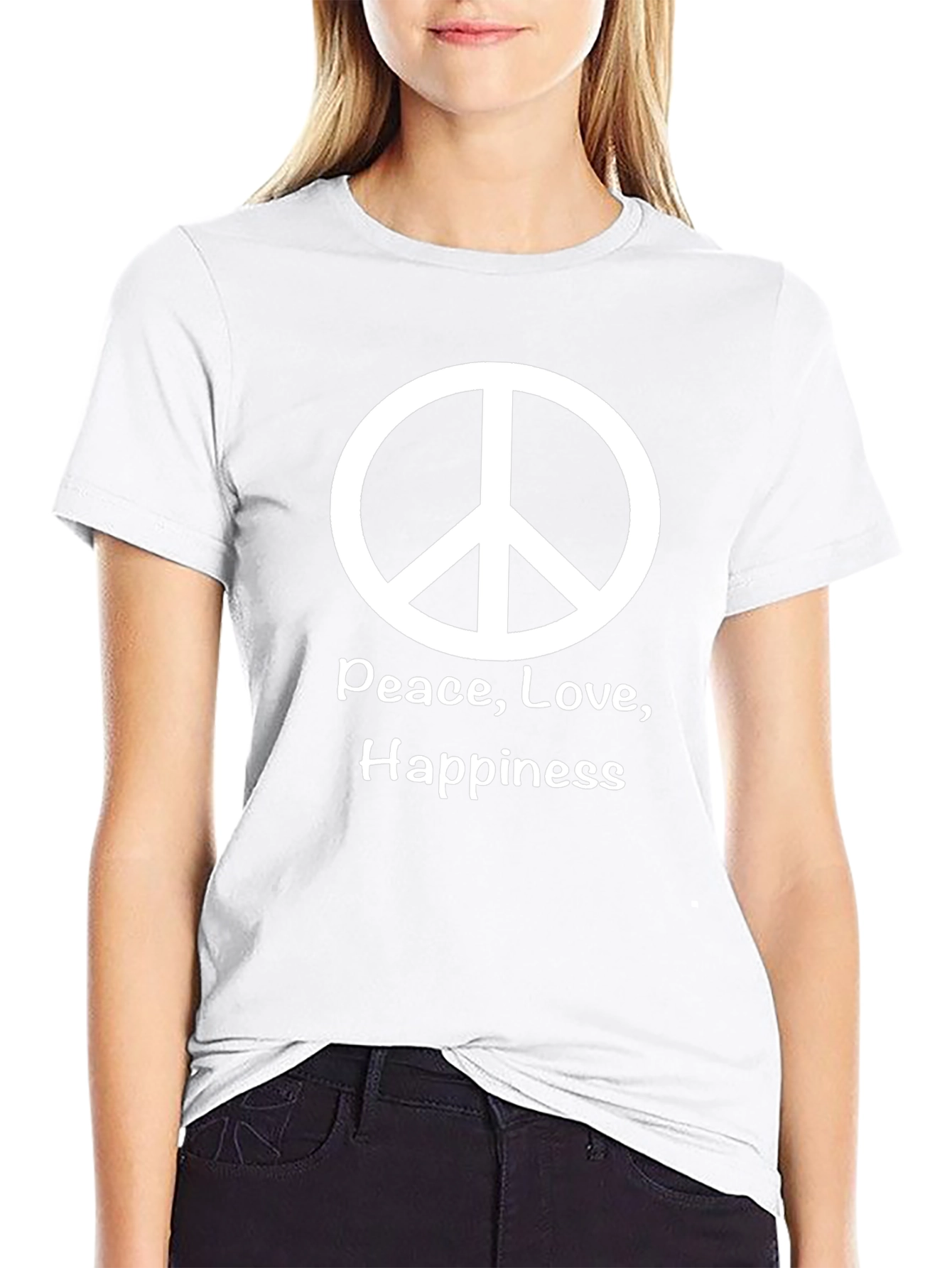 Peace Love Happiness T-Shirt - Mens Black Graphic Tee