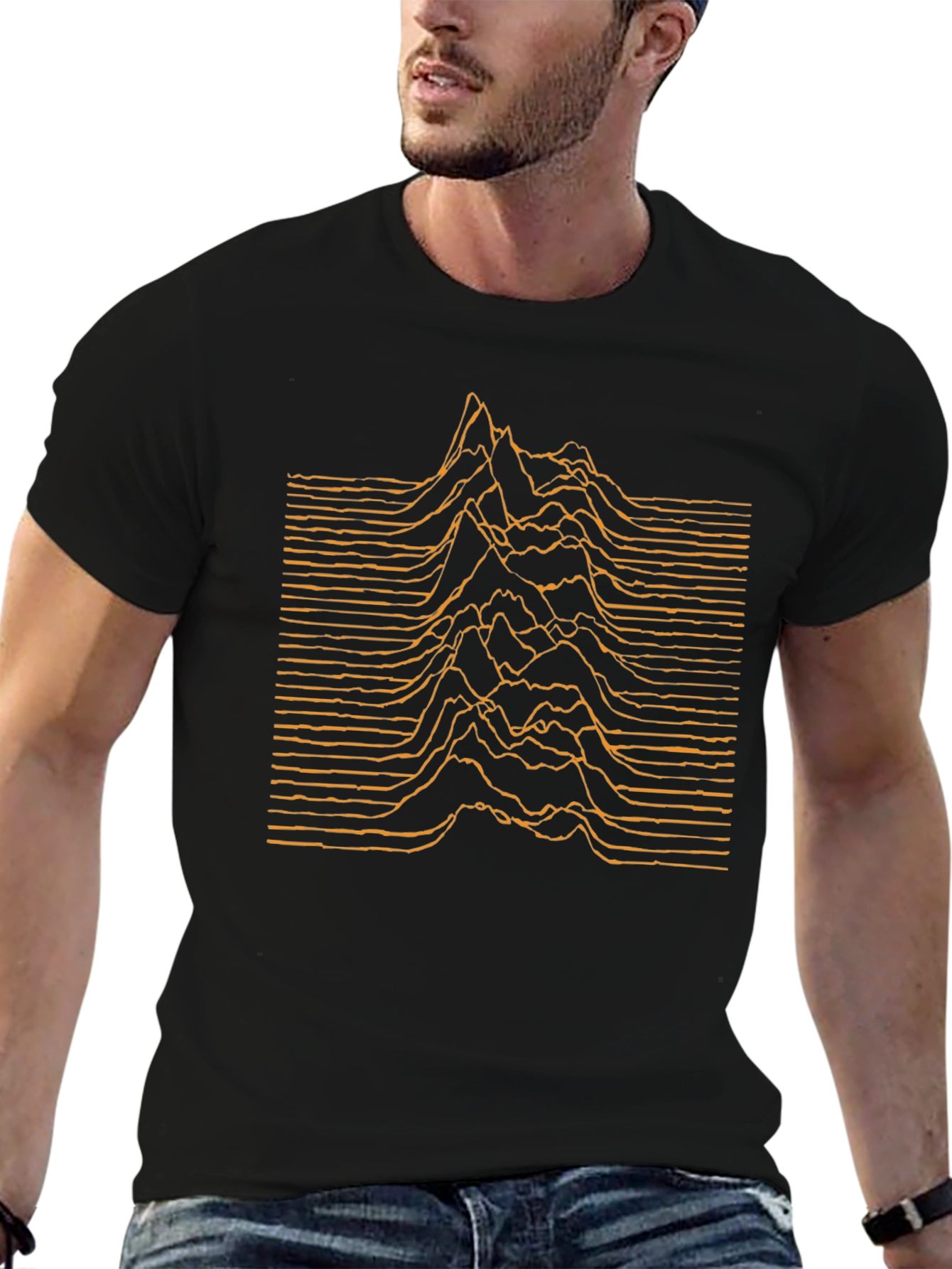 Abstract Soundwave Graphic Tee - Black