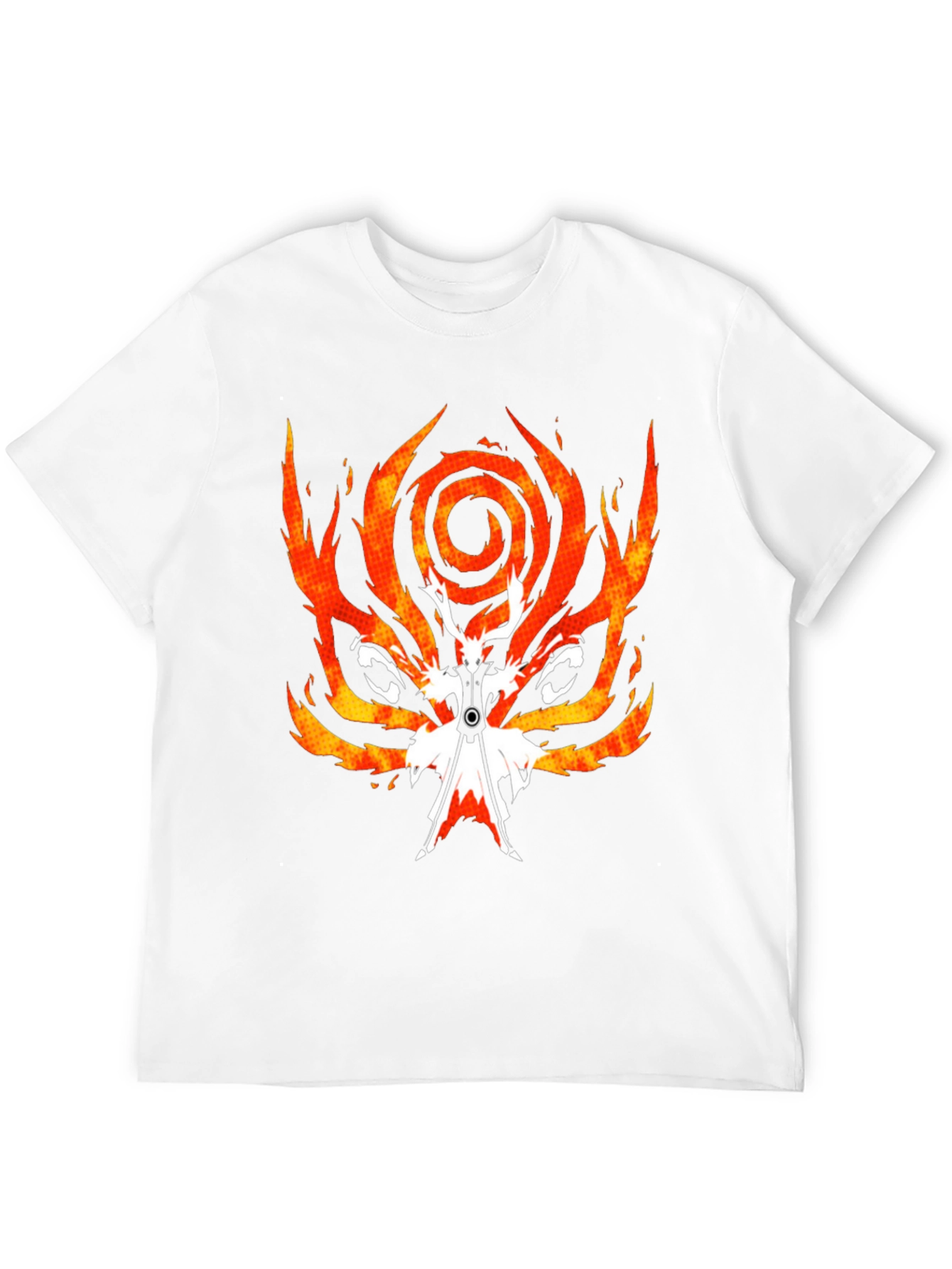 Fiery Anime Graphic Tee - Black Cotton Blend