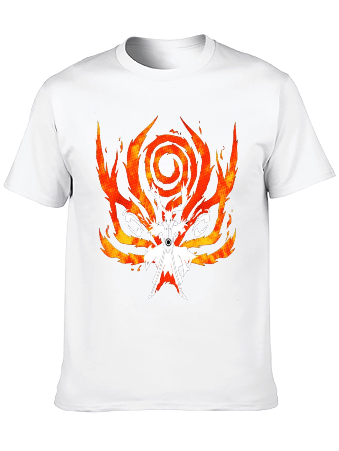 Fiery Anime Graphic Tee - Black Cotton Blend