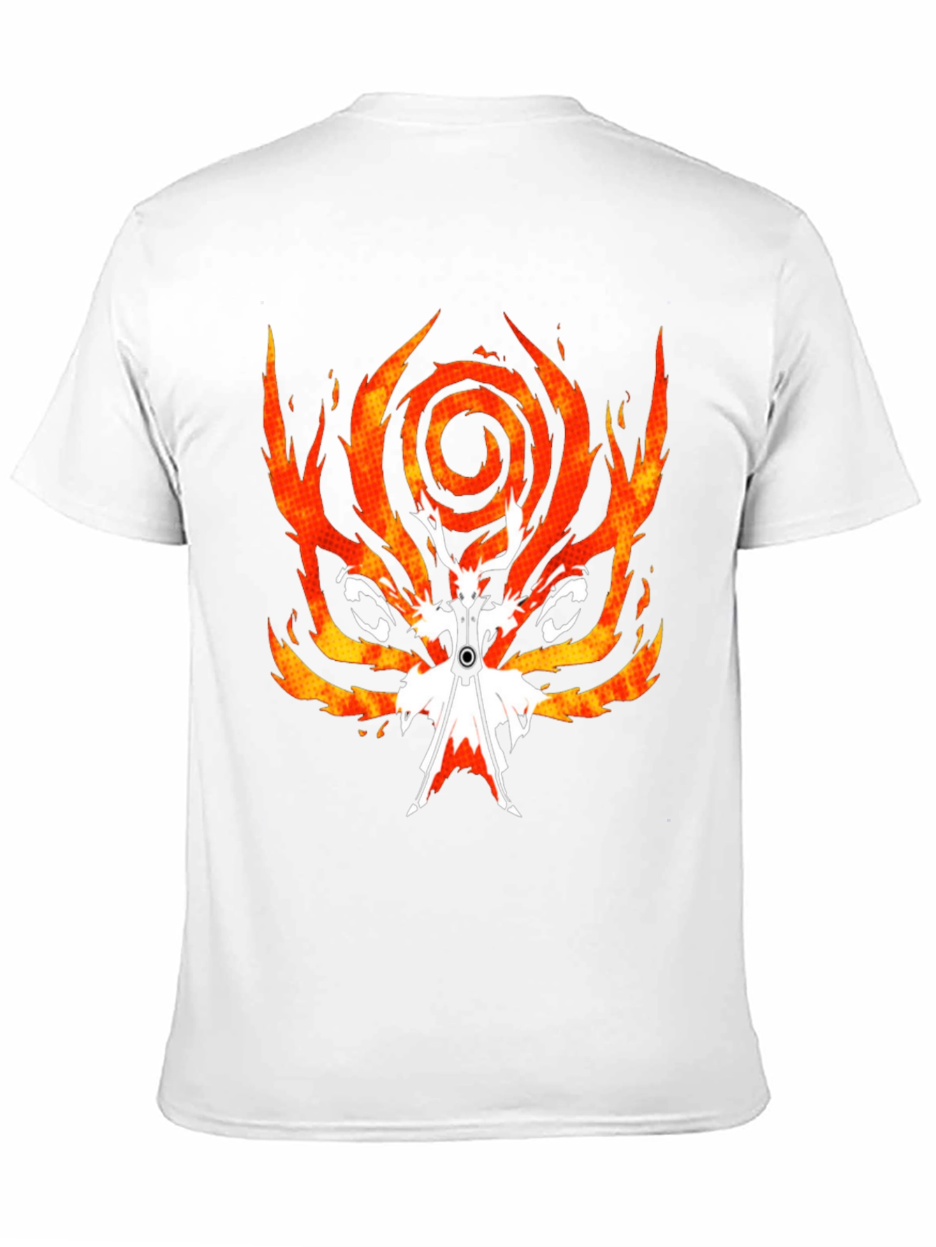 Fiery Anime Graphic Tee - Black Cotton Blend