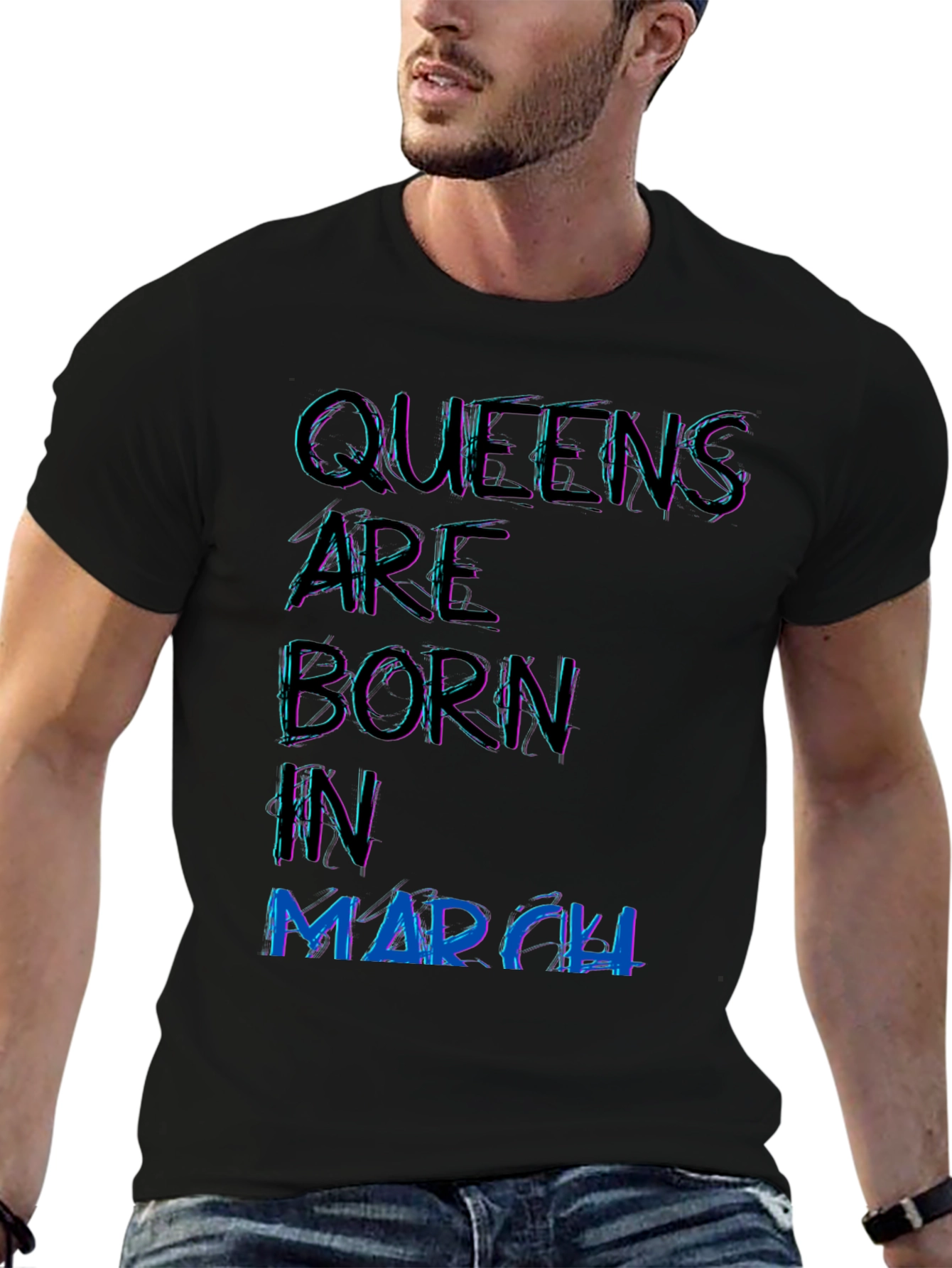 Queens are Born in March Black T-Shirt