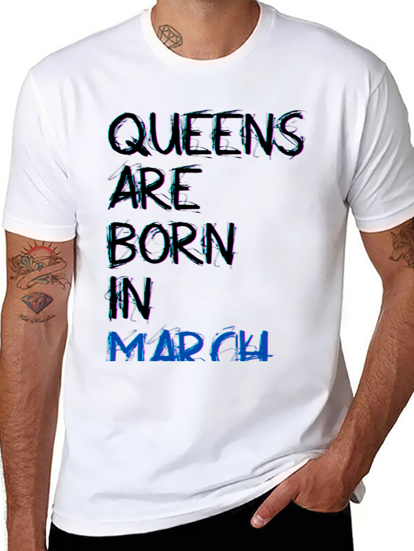 Queens are Born in March Black T-Shirt