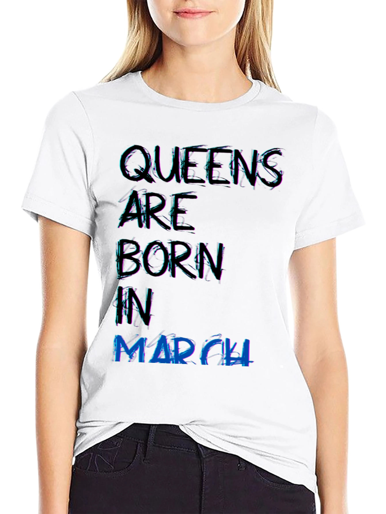 Queens are Born in March Black T-Shirt