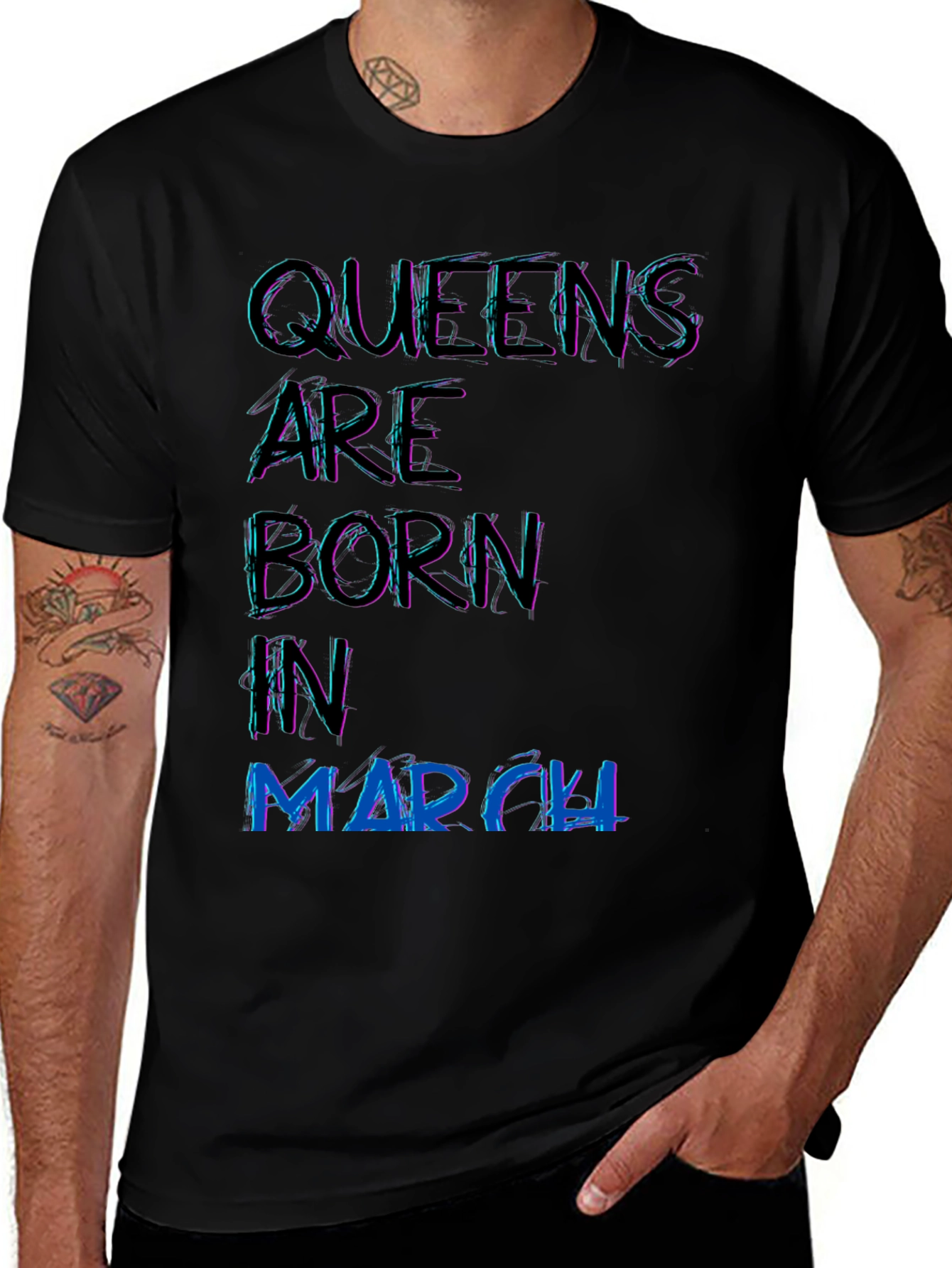 Queens are Born in March Black T-Shirt