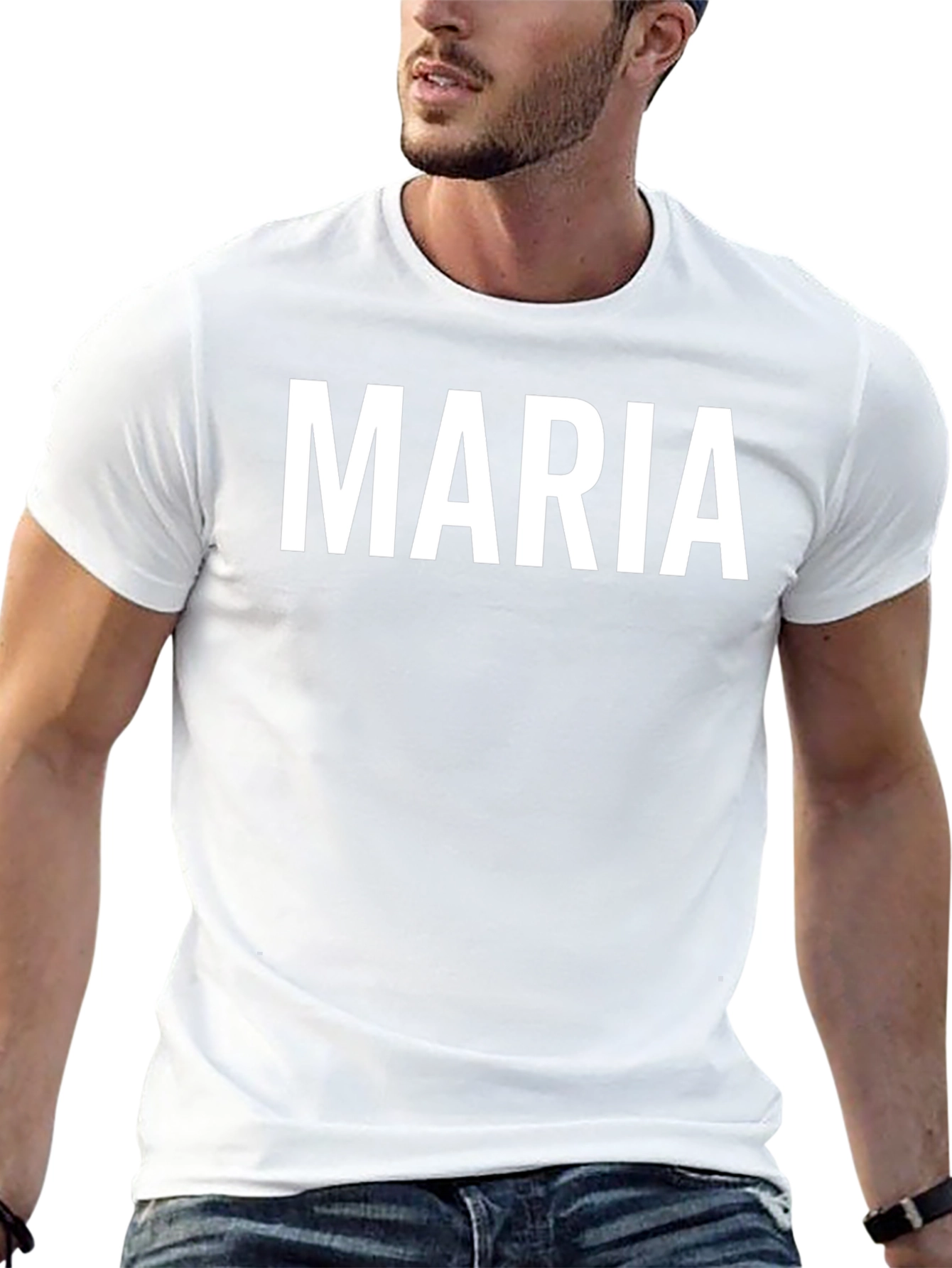 Maria Personalized Black Cotton T-Shirt
