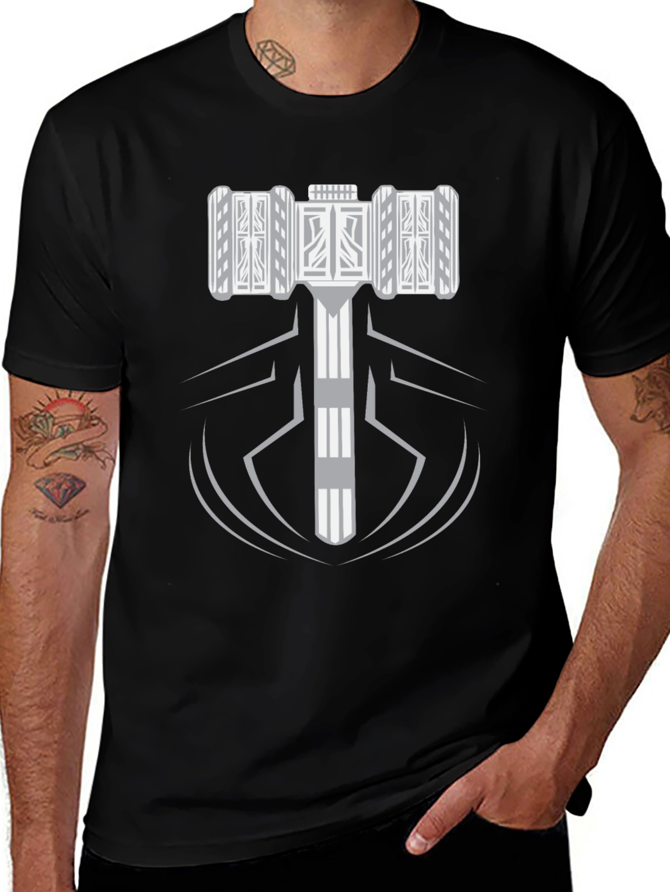 Hammer Graphic Black T-Shirt | Premium Cotton Tee