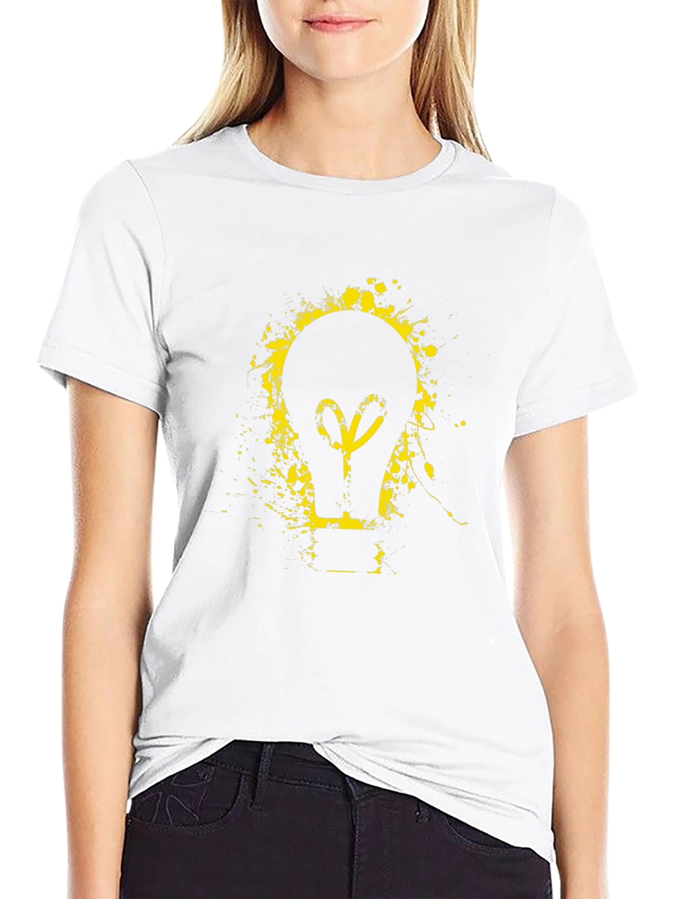 Idea Bulb Graphic Tee - Black Cotton T-Shirt