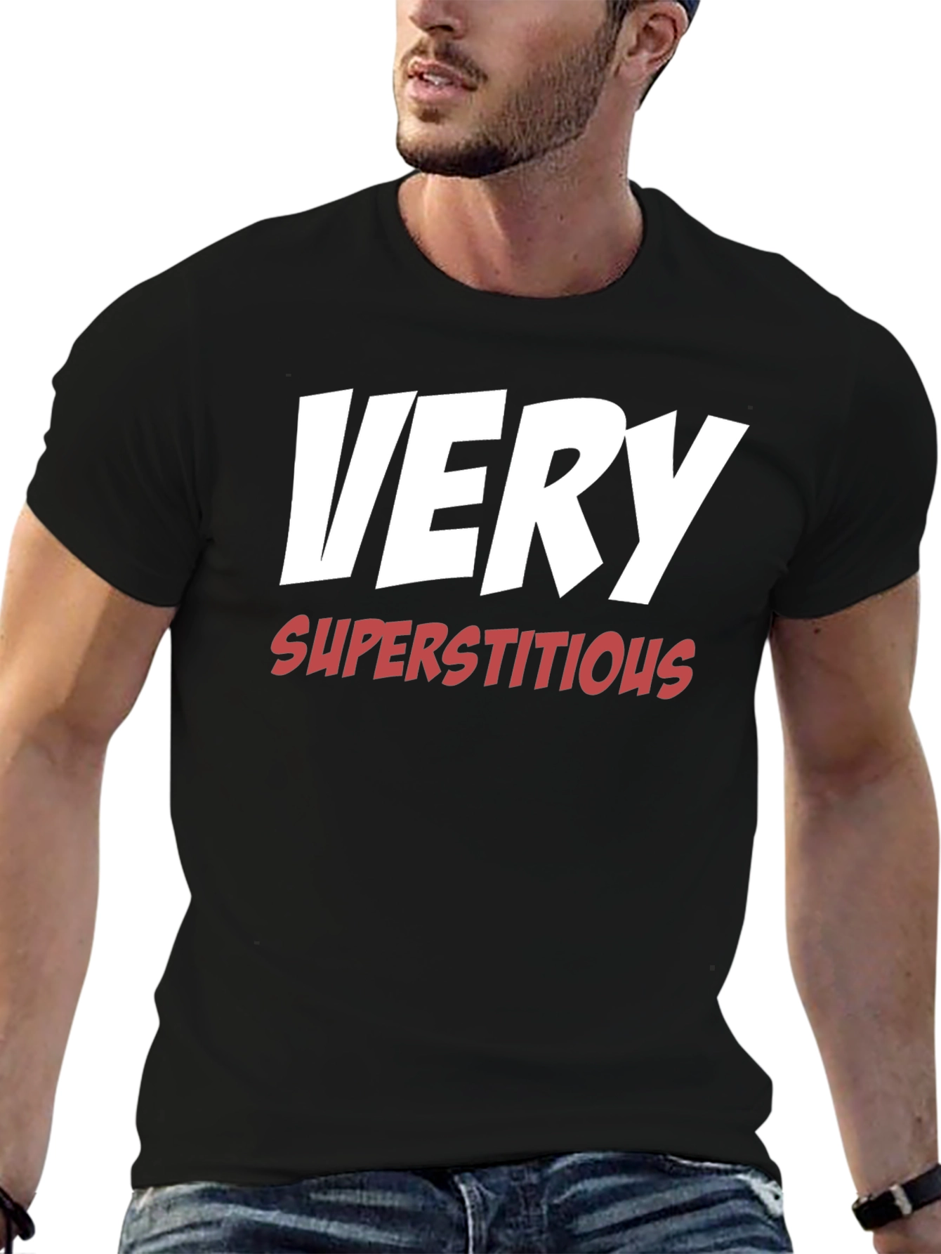Very Superstitious T-Shirt - Black Cotton Blend