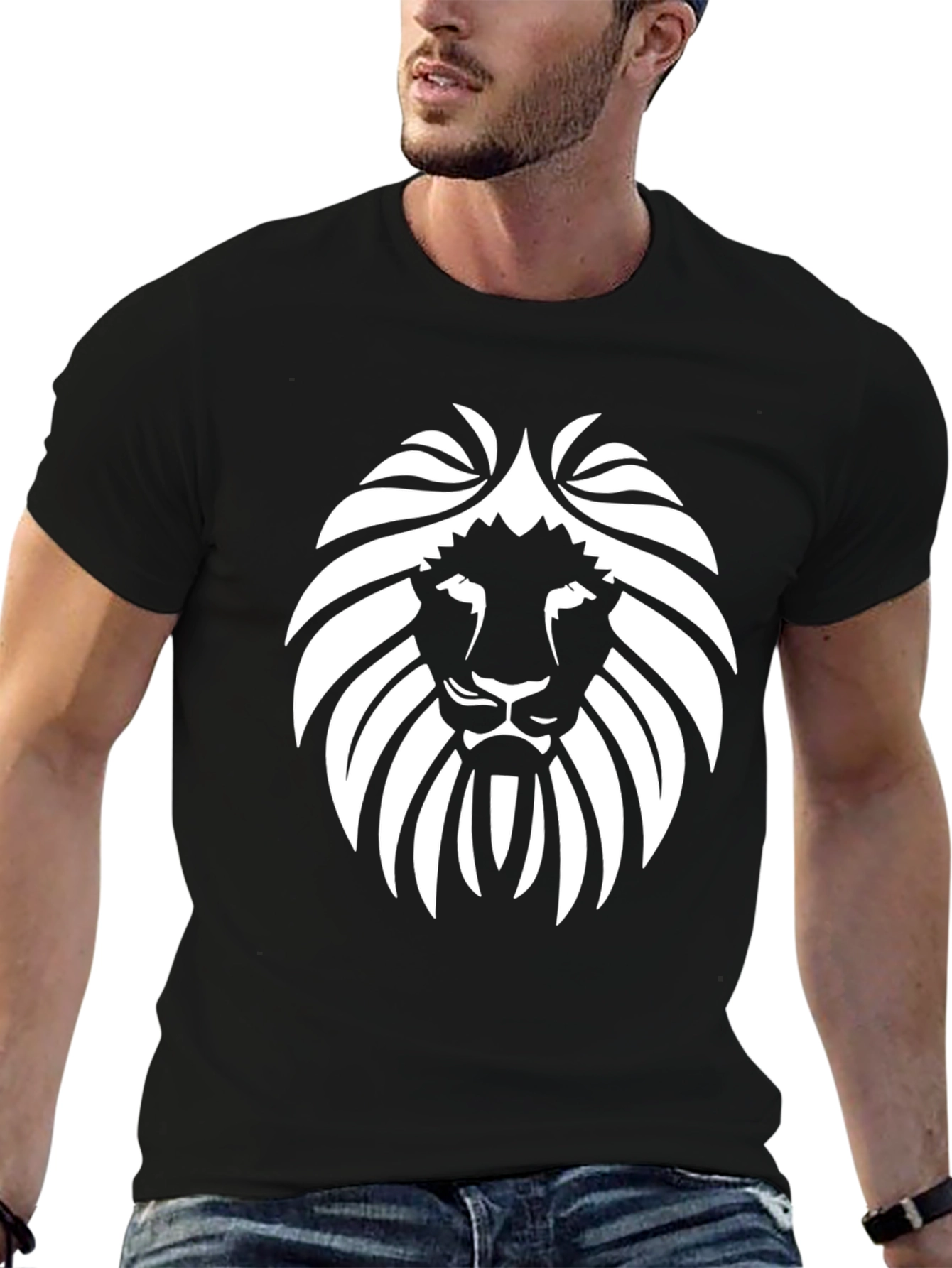 Lion Head Graphic Black T-Shirt
