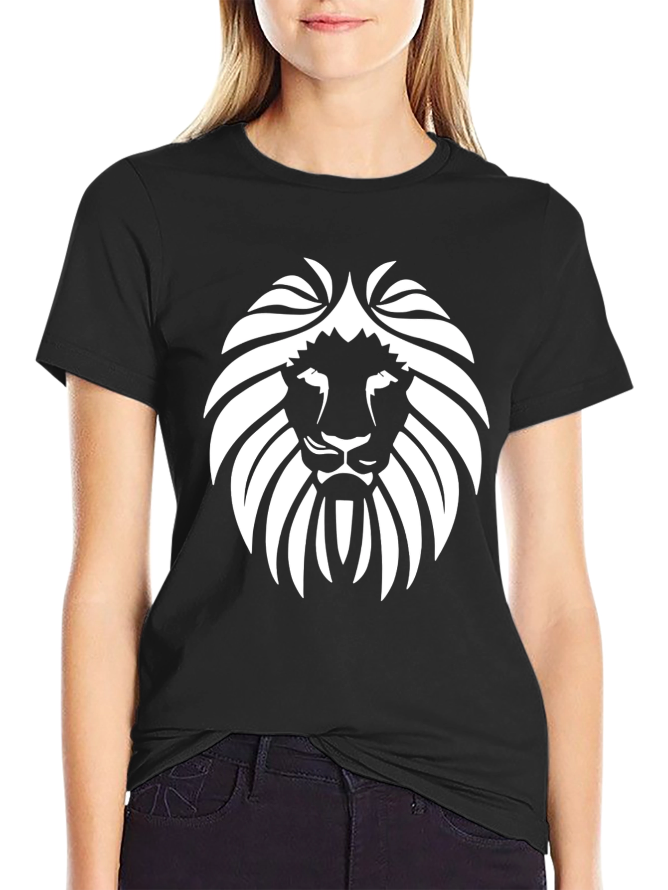 Lion Head Graphic Black T-Shirt