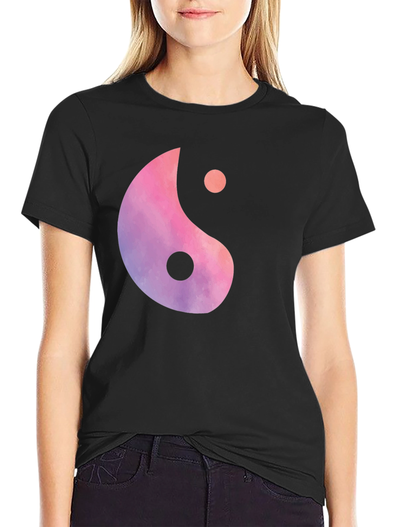 Yin Yang Graphic Tee - Black Cotton Blend