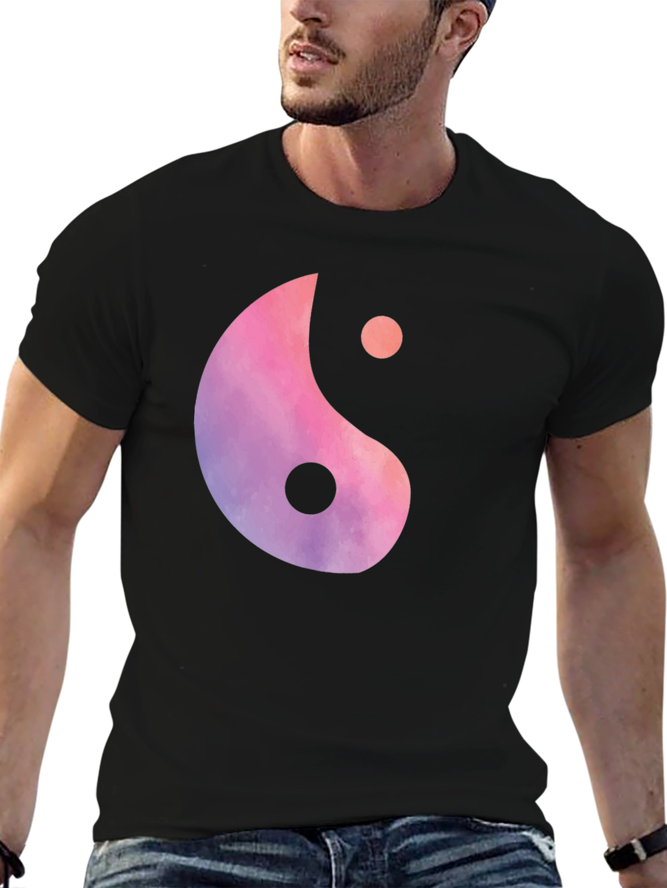 Yin Yang Graphic Tee - Black Cotton Blend