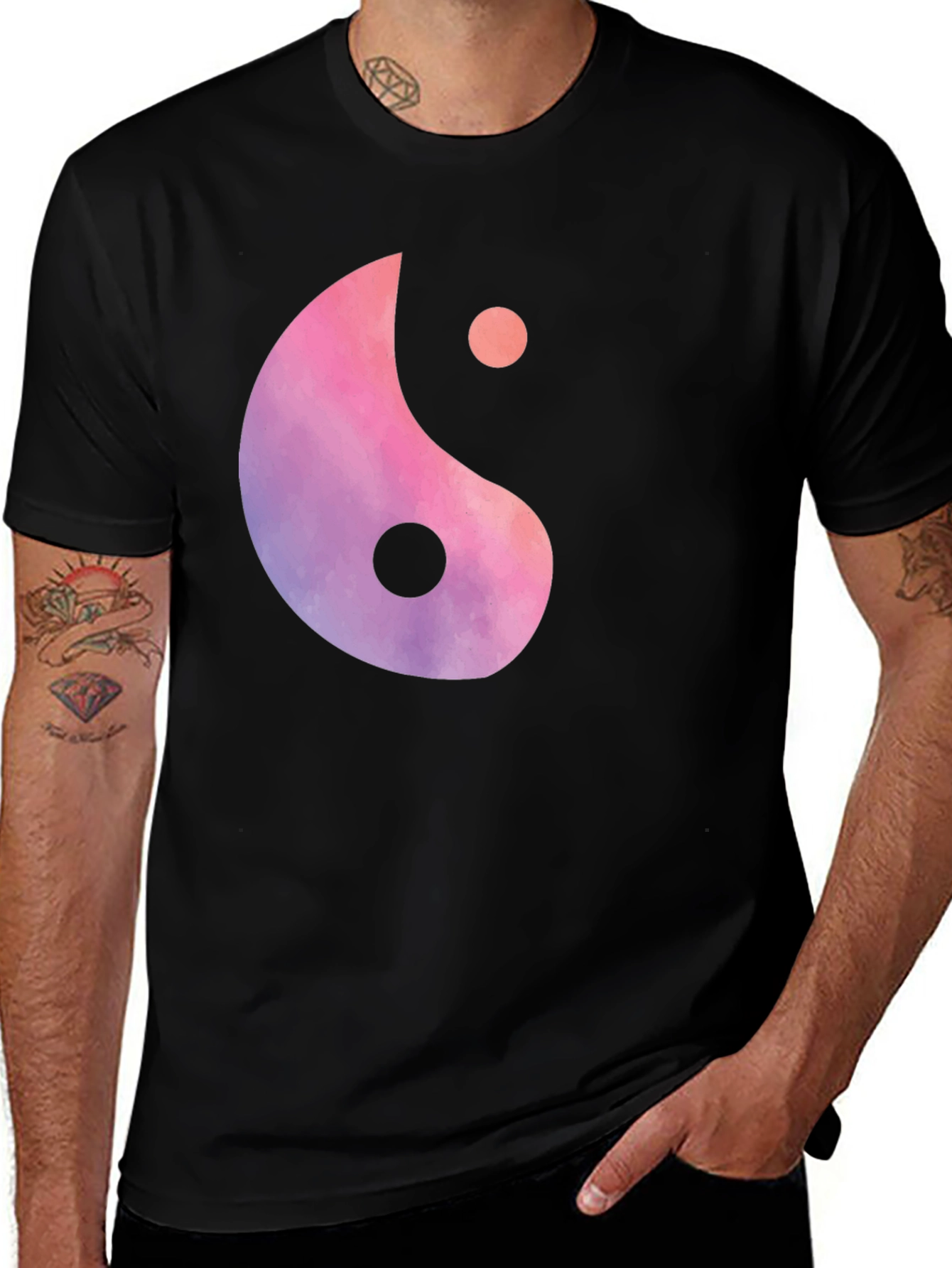 Yin Yang Graphic Tee - Black Cotton Blend