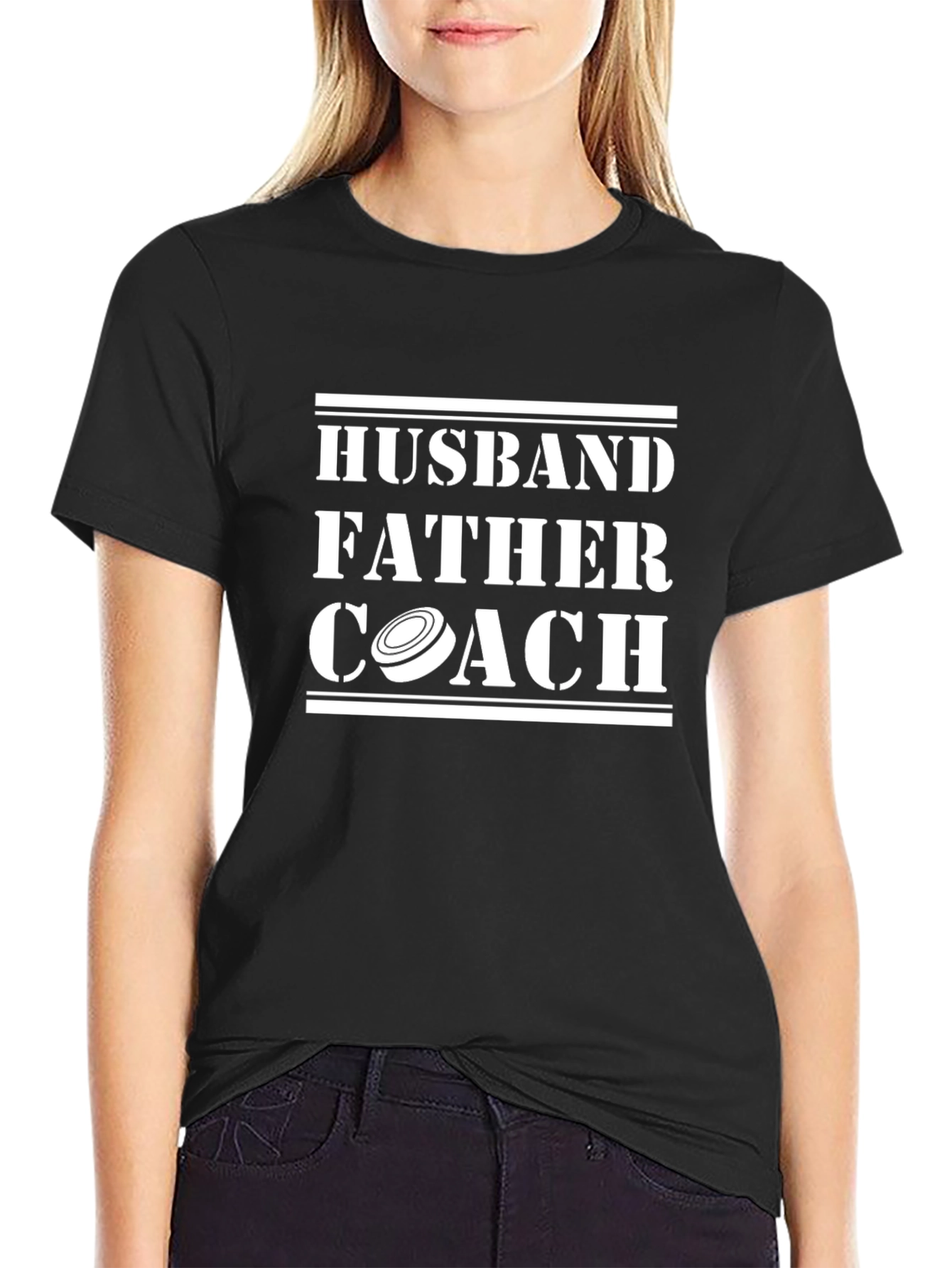 Husband Father Coach T-Shirt - Hockey Dad Tee