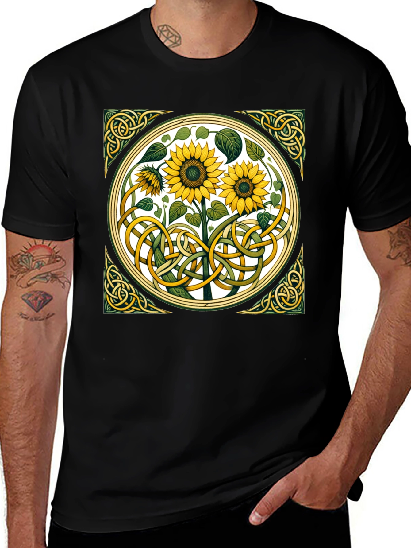 Celtic Sunflower Graphic T-Shirt - Stylish Comfort