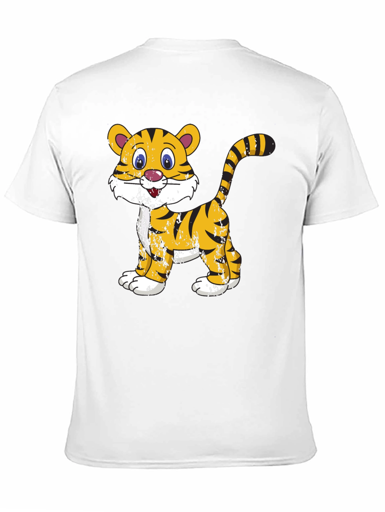 Cartoon Tiger Graphic T-Shirt - Black Cotton Tee